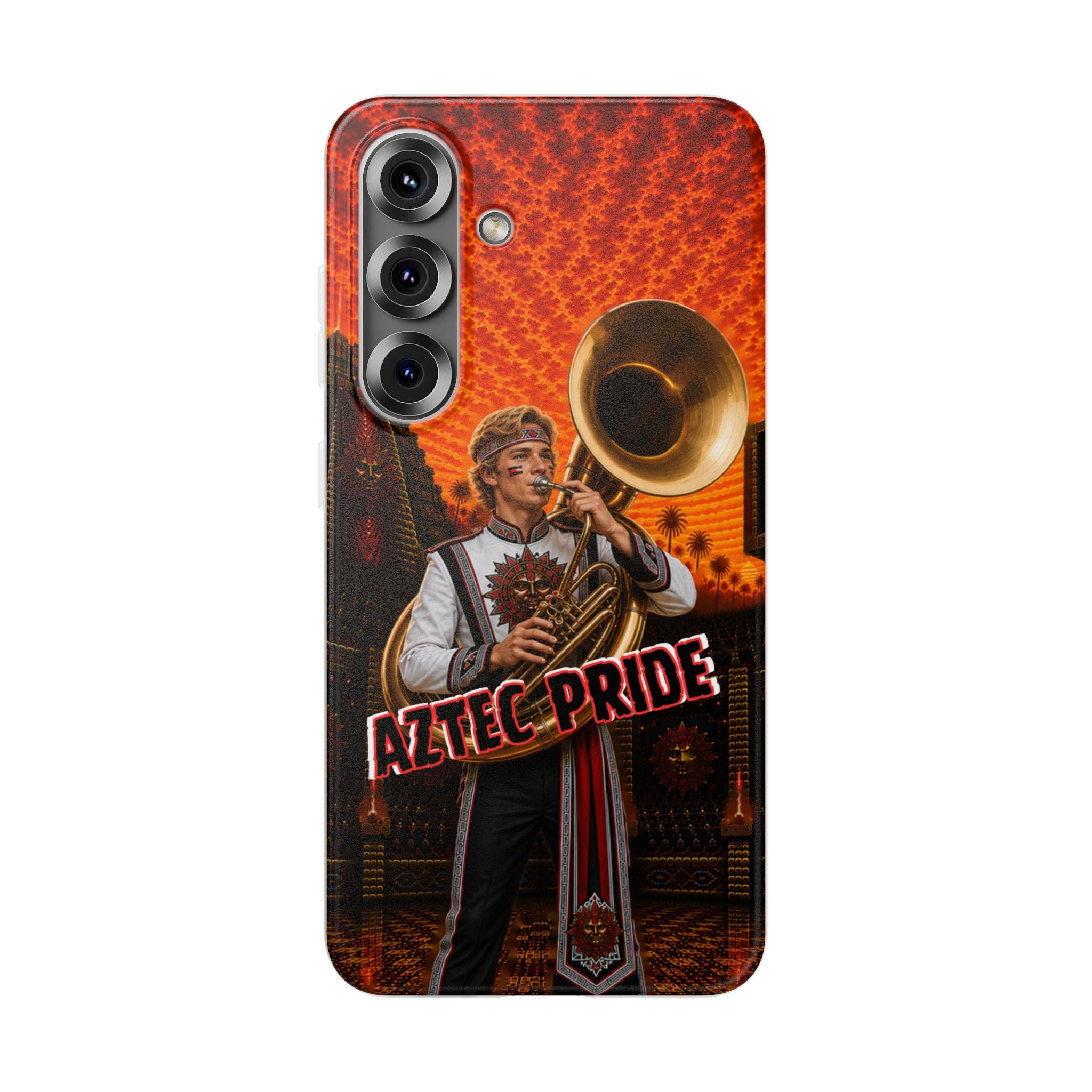 Aztec Band Warrior – Flexi Phone Case (iPhone & Samsung • Clear TPU • Made & Shipped in the USA • 🚚 FREE USA Shipping • Personalized Option)