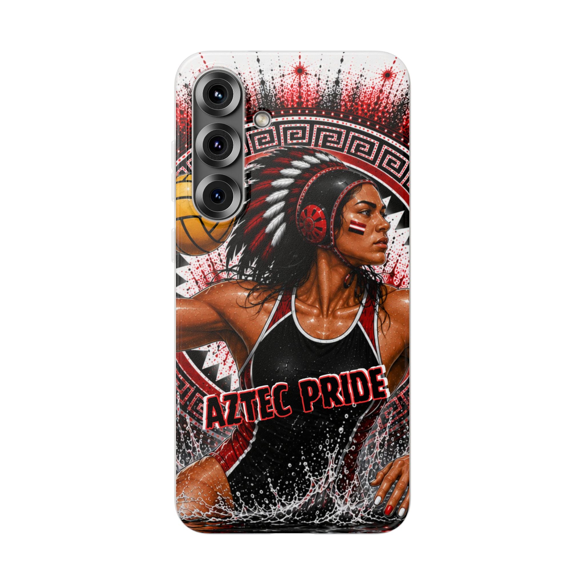 Aztec Water Polo Warrior – Flexi Phone Case (iPhone & Samsung • Clear TPU • Made in USA • Personalized Option)