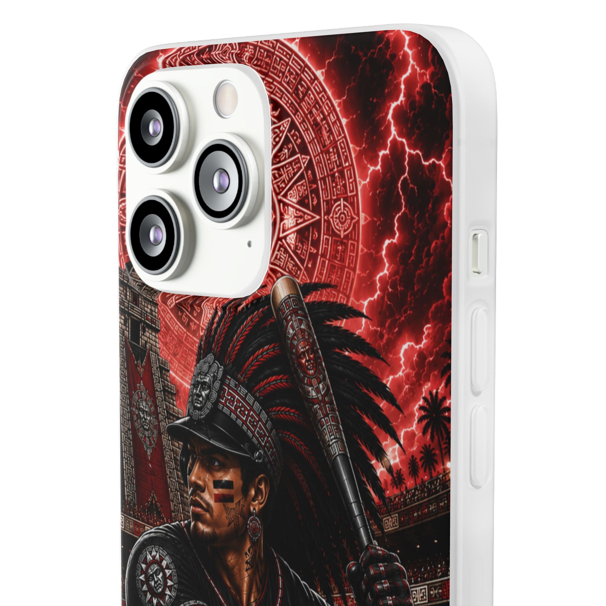 Aztec Baseball Warrior – Flexi Phone Case (iPhone & Samsung • Clear TPU • Made & Shipped in the USA • 🚚 FREE USA Shipping • Personalized Option)