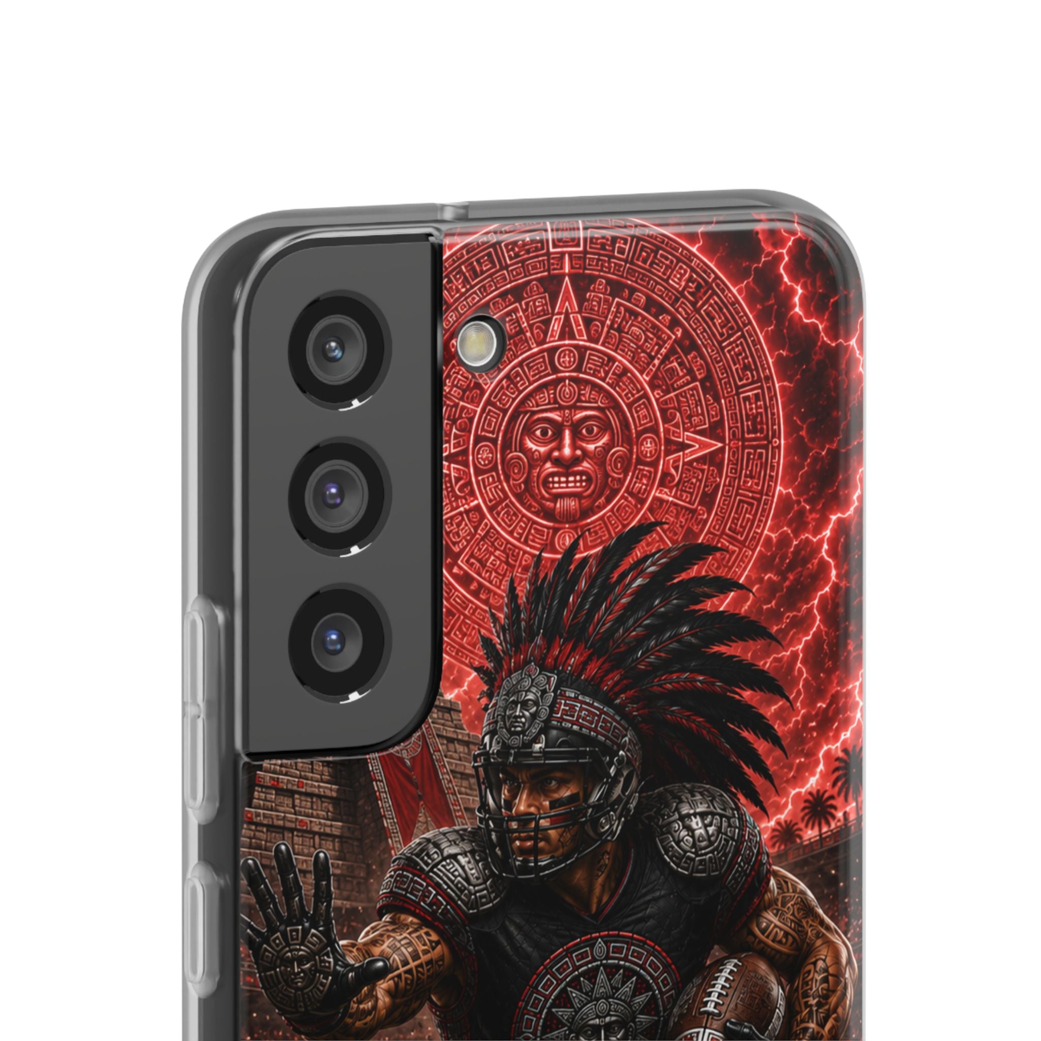 Aztec Football Warrior – Flexi Phone Case (iPhone & Samsung • Clear TPU • Made in USA • Personalized Option)