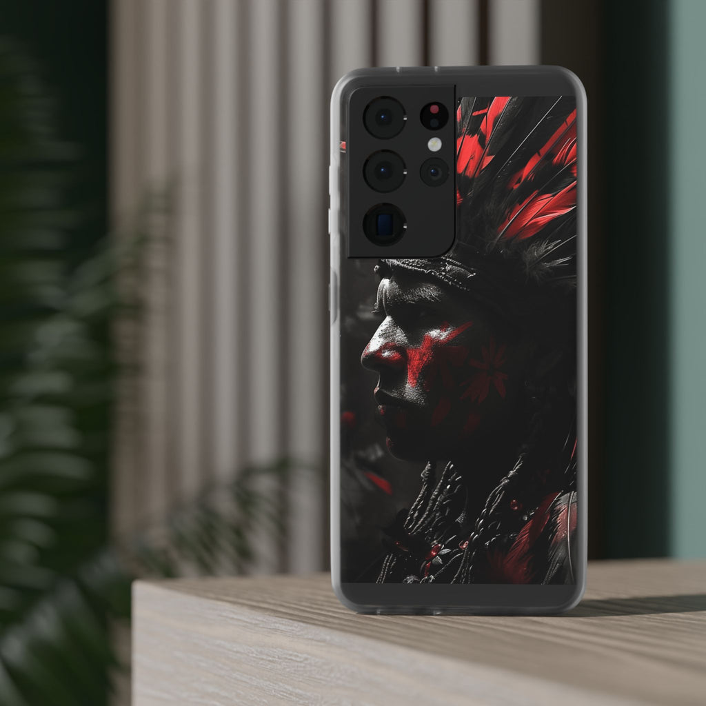 Aztec Jaguar Warrior – Flexi Phone Case (iPhone & Samsung • Clear TPU • Made in USA • Personalized Option)