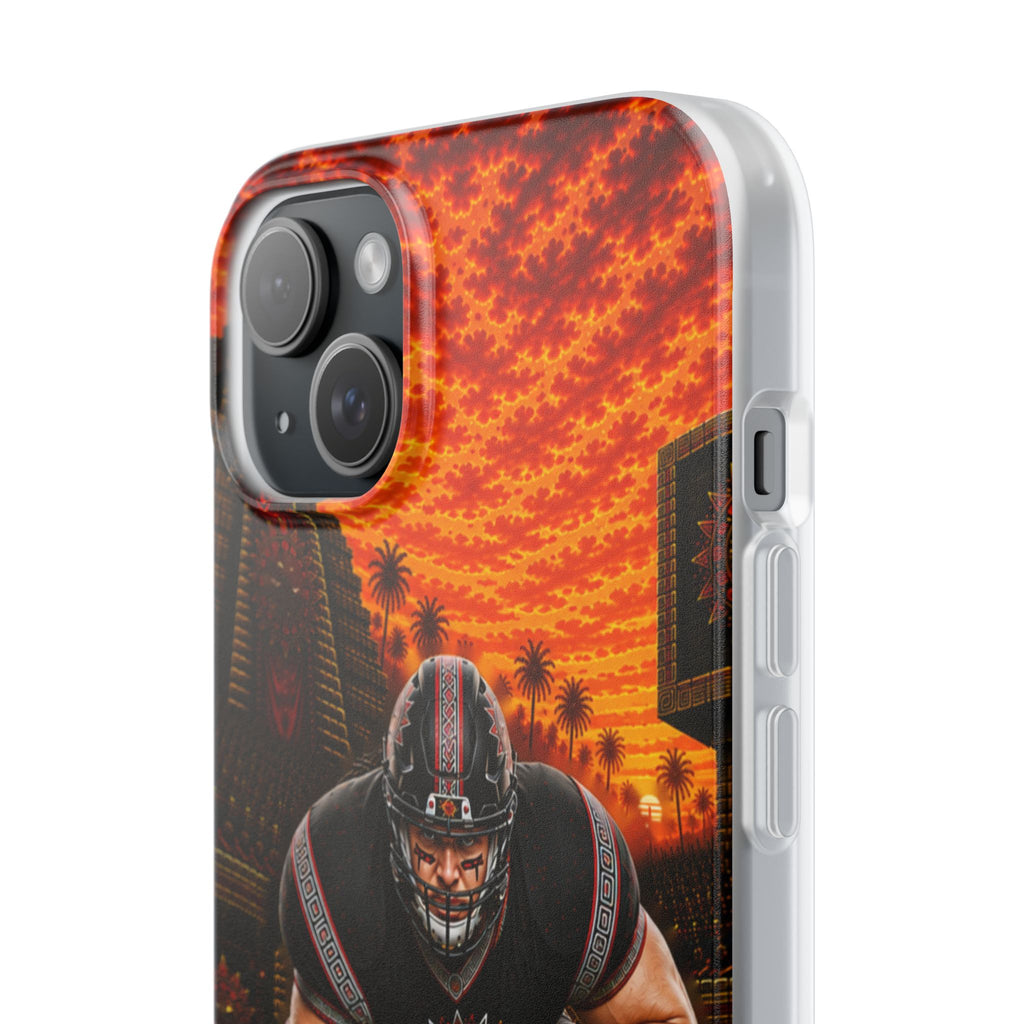 Aztec Football Warrior – Flexi Phone Case (iPhone & Samsung • Clear TPU • Made & Shipped in the USA • 🚚 FREE USA Shipping • Personalized Option)