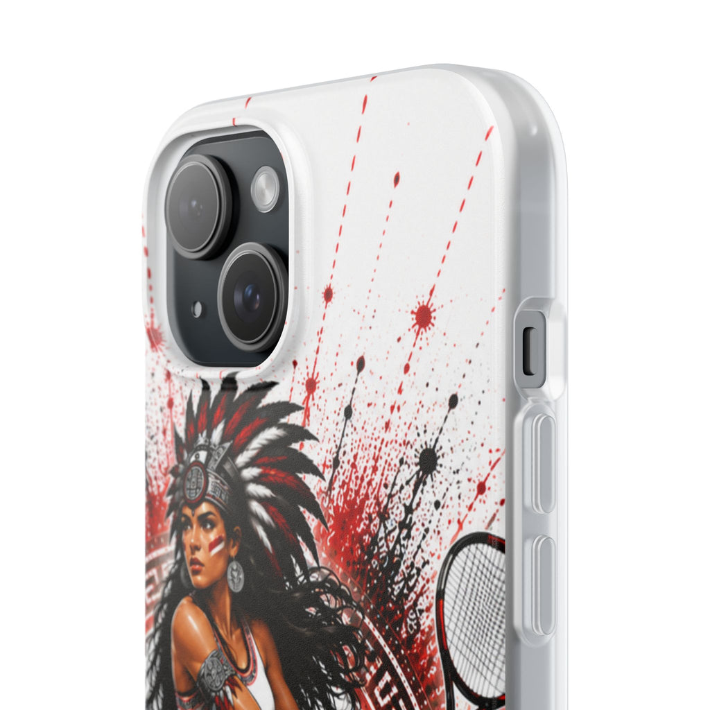 Aztec Tennis Female Warrior – Flexi Phone Case (iPhone & Samsung • Clear TPU • Made & Shipped in the USA • 🚚 FREE USA Shipping • Personalized Option)