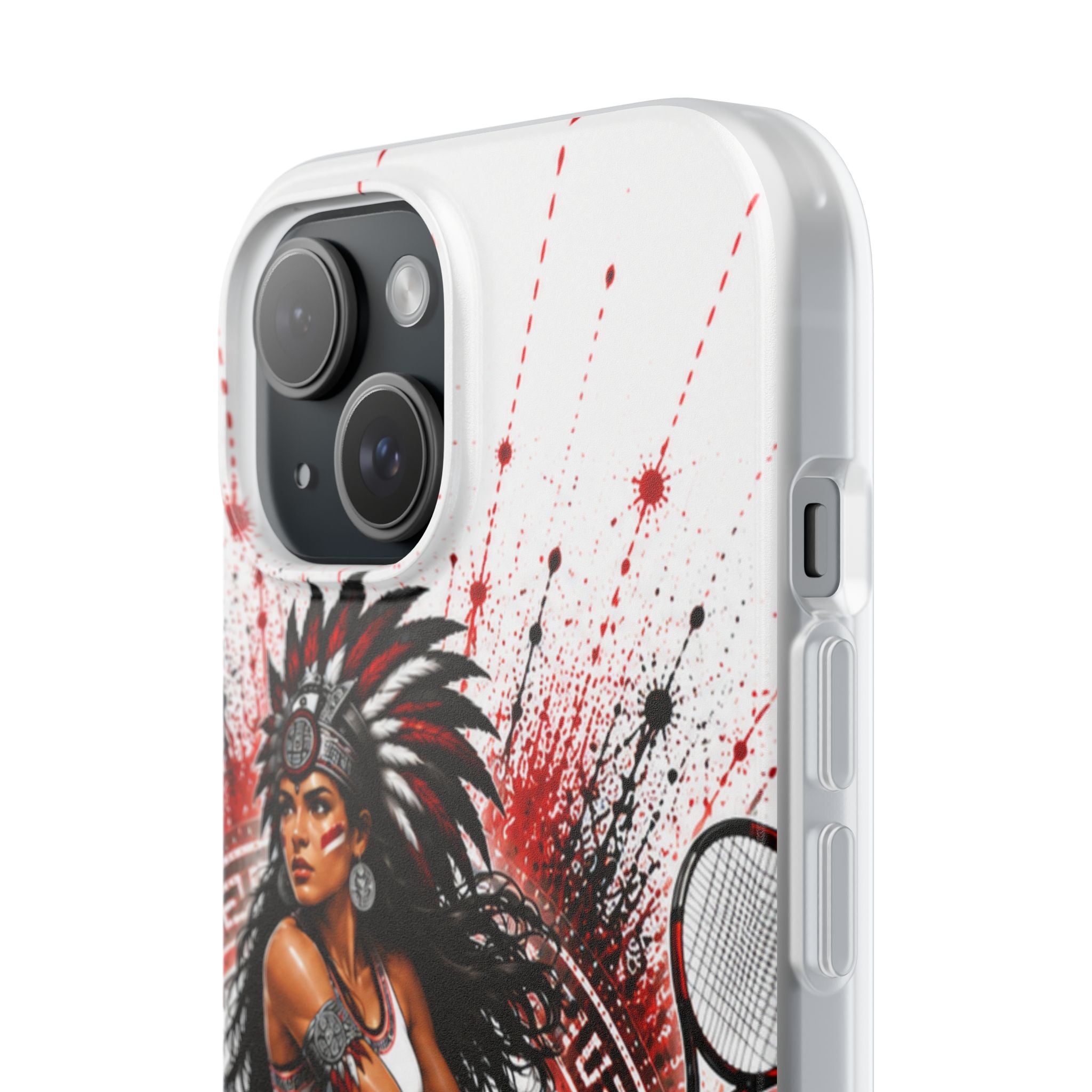 Aztec Tennis Female Warrior – Flexi Phone Case (iPhone & Samsung • Clear TPU • Made & Shipped in the USA • 🚚 FREE USA Shipping • Personalized Option)