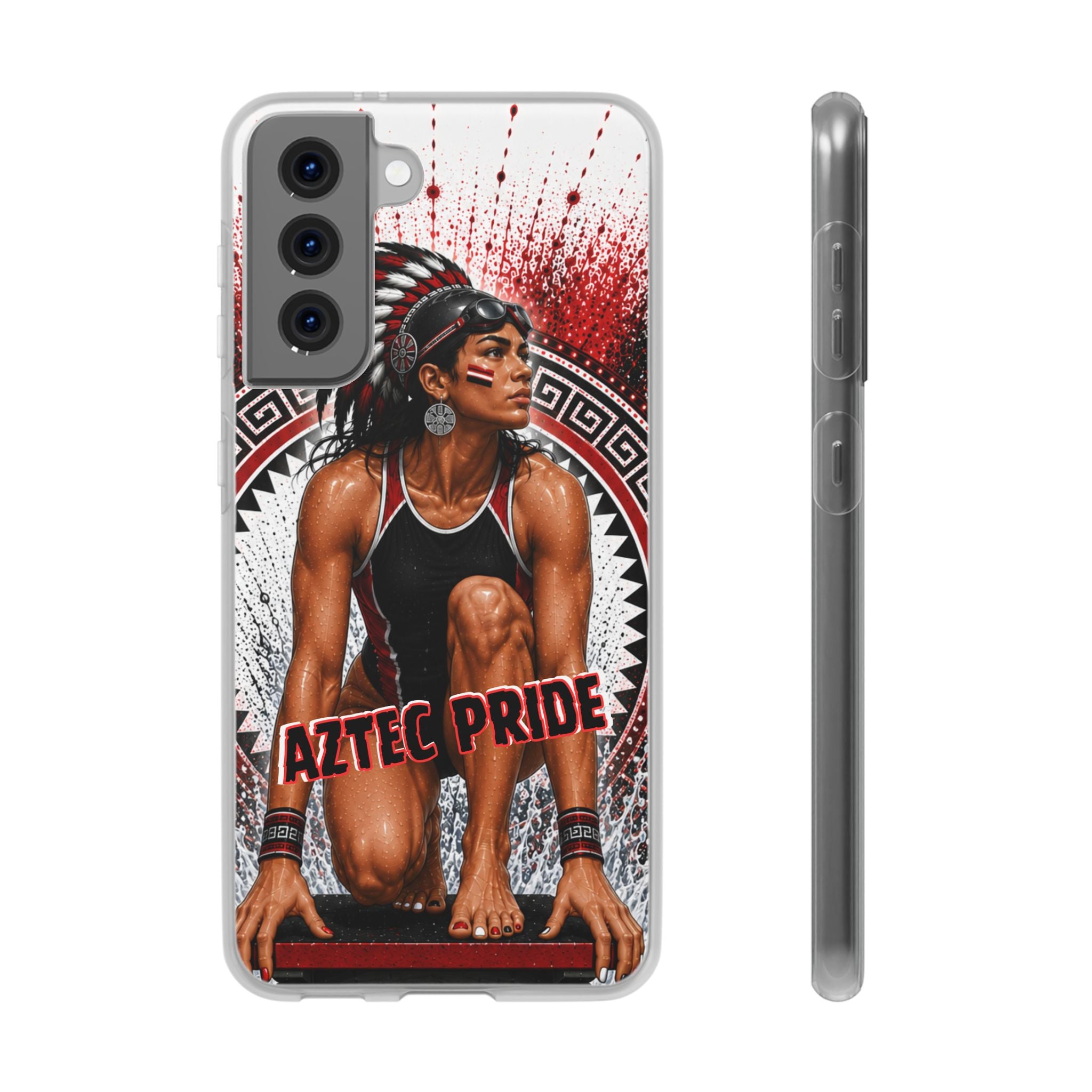 Aztec Swim & Dive Warrior – Flexi Phone Case (iPhone & Samsung • Clear TPU • Made & Shipped in the USA • 🚚 FREE USA Shipping • Personalized Option)