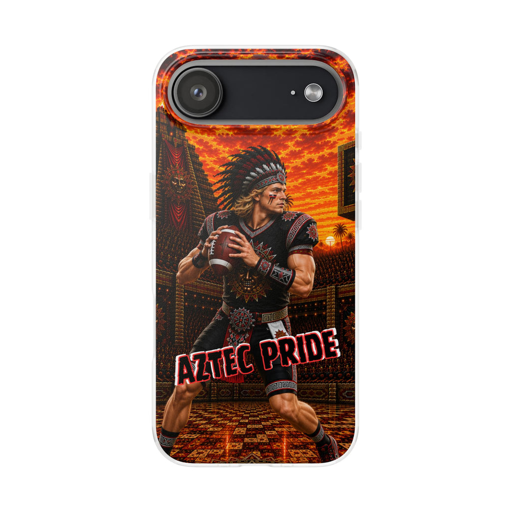 Aztec Football Warrior – Flexi Phone Case (iPhone & Samsung • Clear TPU • Made & Shipped in the USA • 🚚 FREE USA Shipping • Personalized Option)