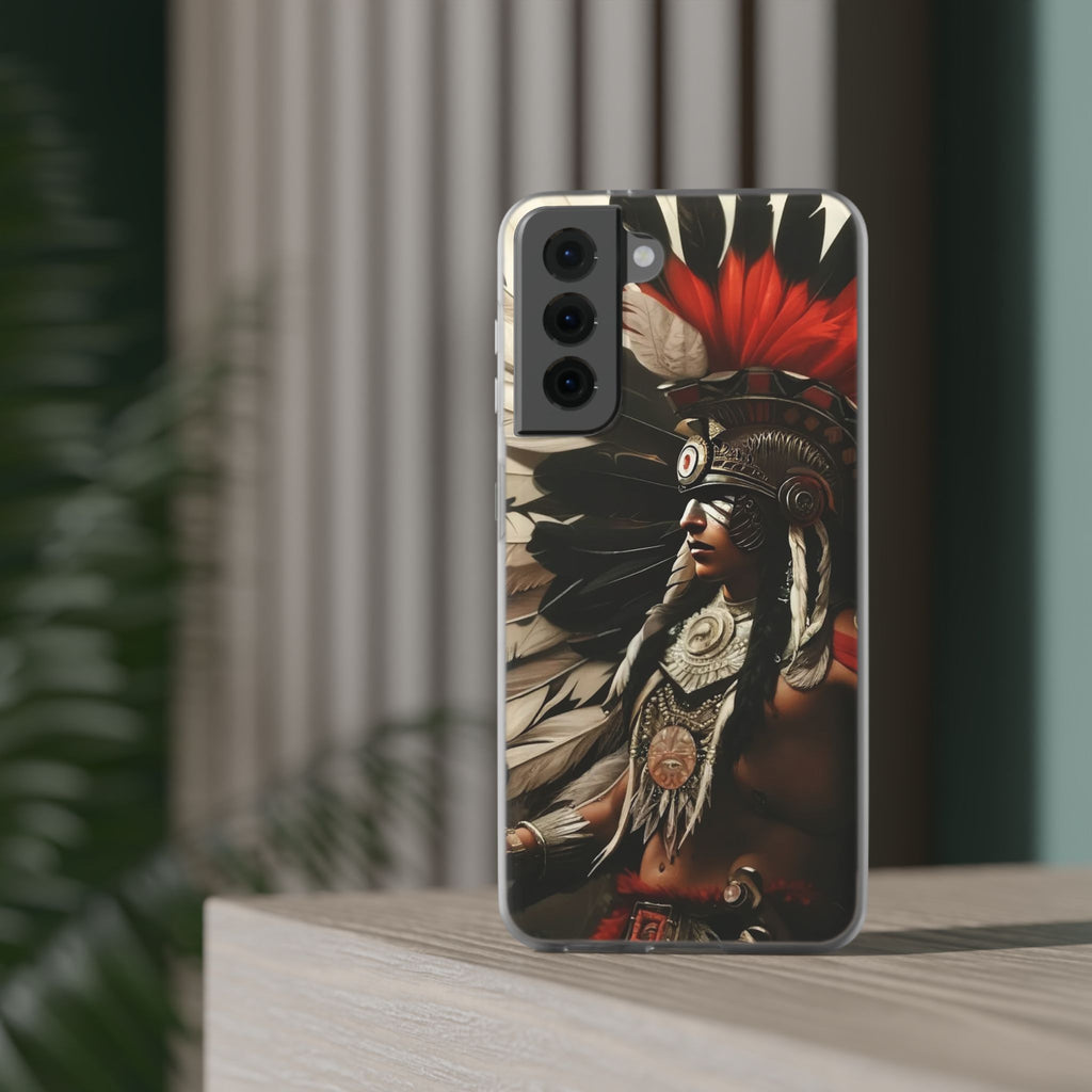 Aztec Fierce Warrior – Flexi Phone Case (iPhone & Samsung • Clear TPU • Made in USA • Personalized Option)