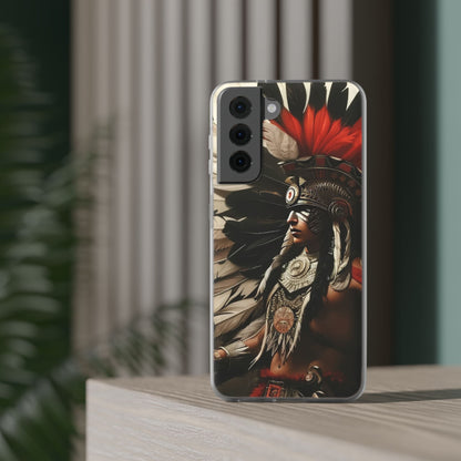 Aztec Fierce Warrior – Flexi Phone Case (iPhone & Samsung • Clear TPU • Made in USA • Personalized Option)