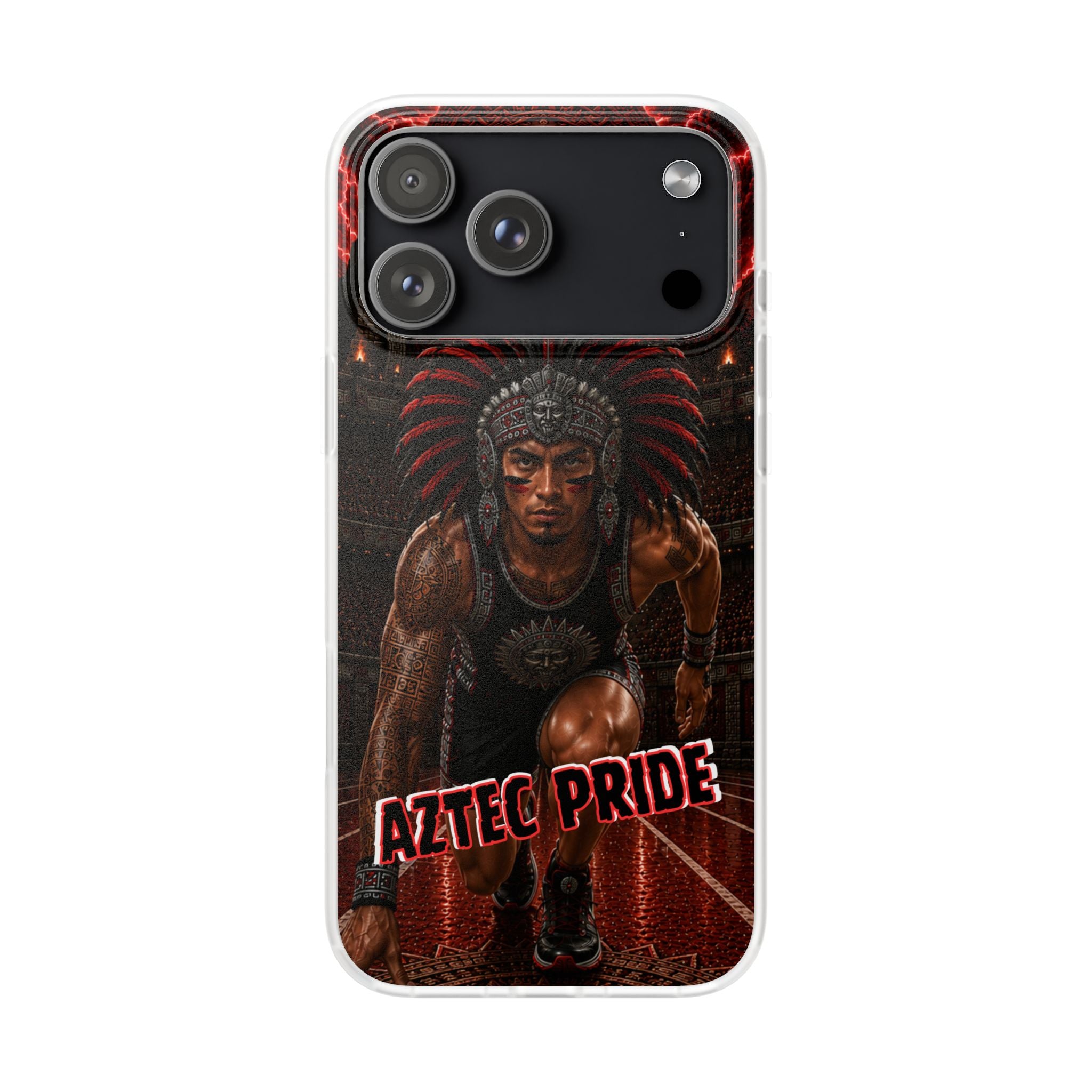 Aztec Track & Field Male Warrior – Flexi Phone Case (iPhone & Samsung • Clear TPU • Made & Shipped in the USA • 🚚 FREE USA Shipping • Personalized Option)