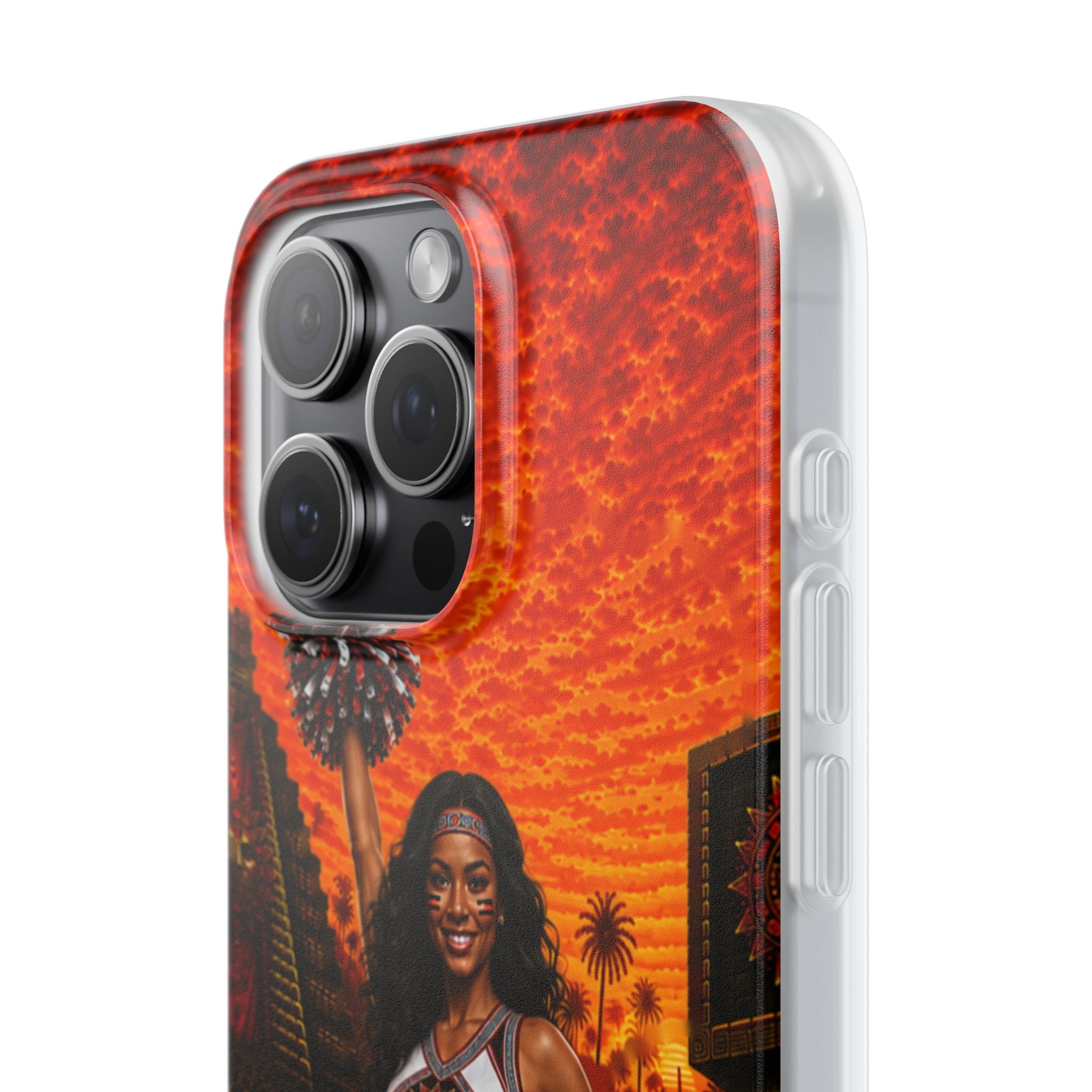 Aztec Cheerleader Warrior – Flexi Phone Case (iPhone & Samsung • Clear TPU • Made & Shipped in the USA • 🚚 FREE USA Shipping • Personalized Option)