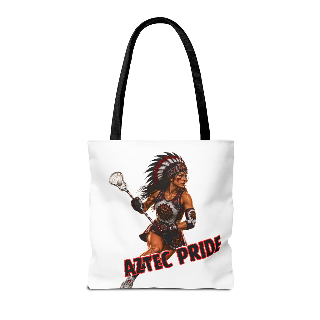 Aztec Lacrosse Female Warrior Tote Bag | Aztec-Inspired AI Art • Made & Shipped in the USA • 🚚 FREE USA Shipping • FREE Personalization
