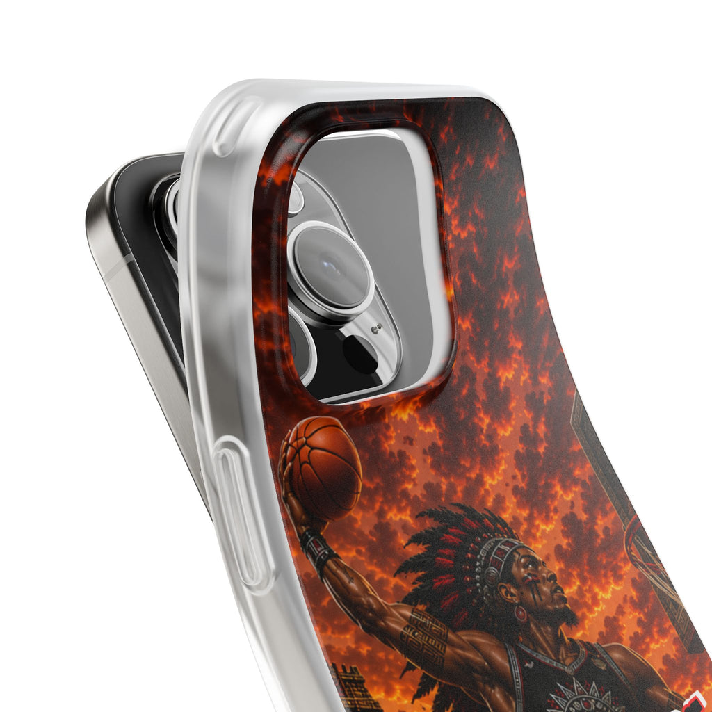 Aztec Basketball Male Warrior – Flexi Phone Case (iPhone & Samsung • Clear TPU • Made & Shipped in the USA • 🚚 FREE USA Shipping • Personalized Option)
