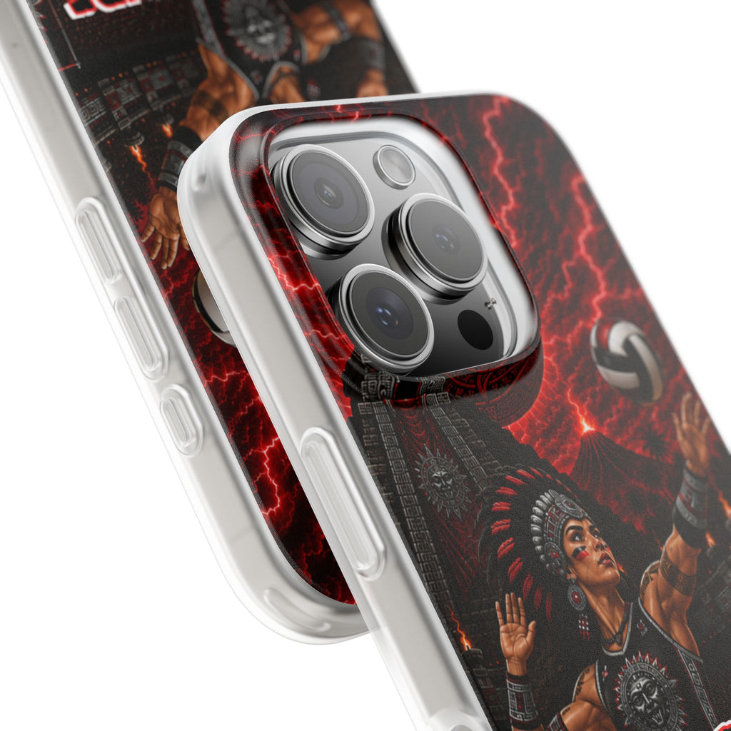 Aztec Volleyball Warrior – Flexi Phone Case (iPhone & Samsung • Clear TPU • Made & Shipped in the USA • 🚚 FREE USA Shipping • Personalized Option)