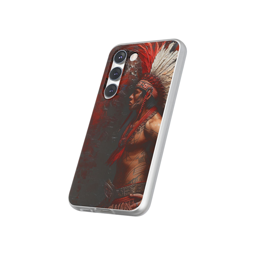 Aztec Noble Warrior – Flexi Phone Case (iPhone & Samsung • Clear TPU • Made in USA • Personalized Option)