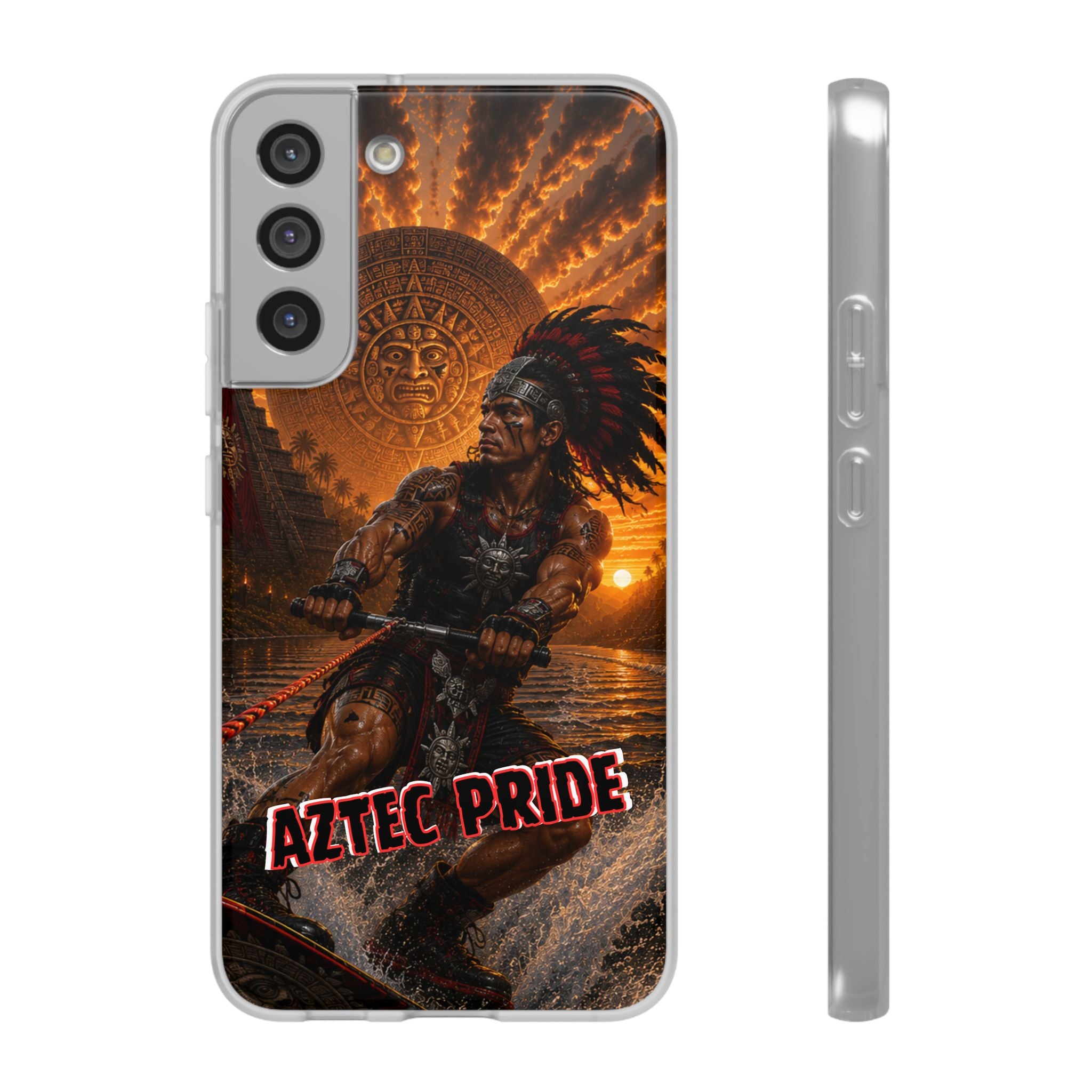 Aztec Wakeboard Male Warrior – Flexi Phone Case (iPhone & Samsung • Clear TPU • Made & Shipped in the USA • 🚚 FREE USA Shipping • Personalized Option)