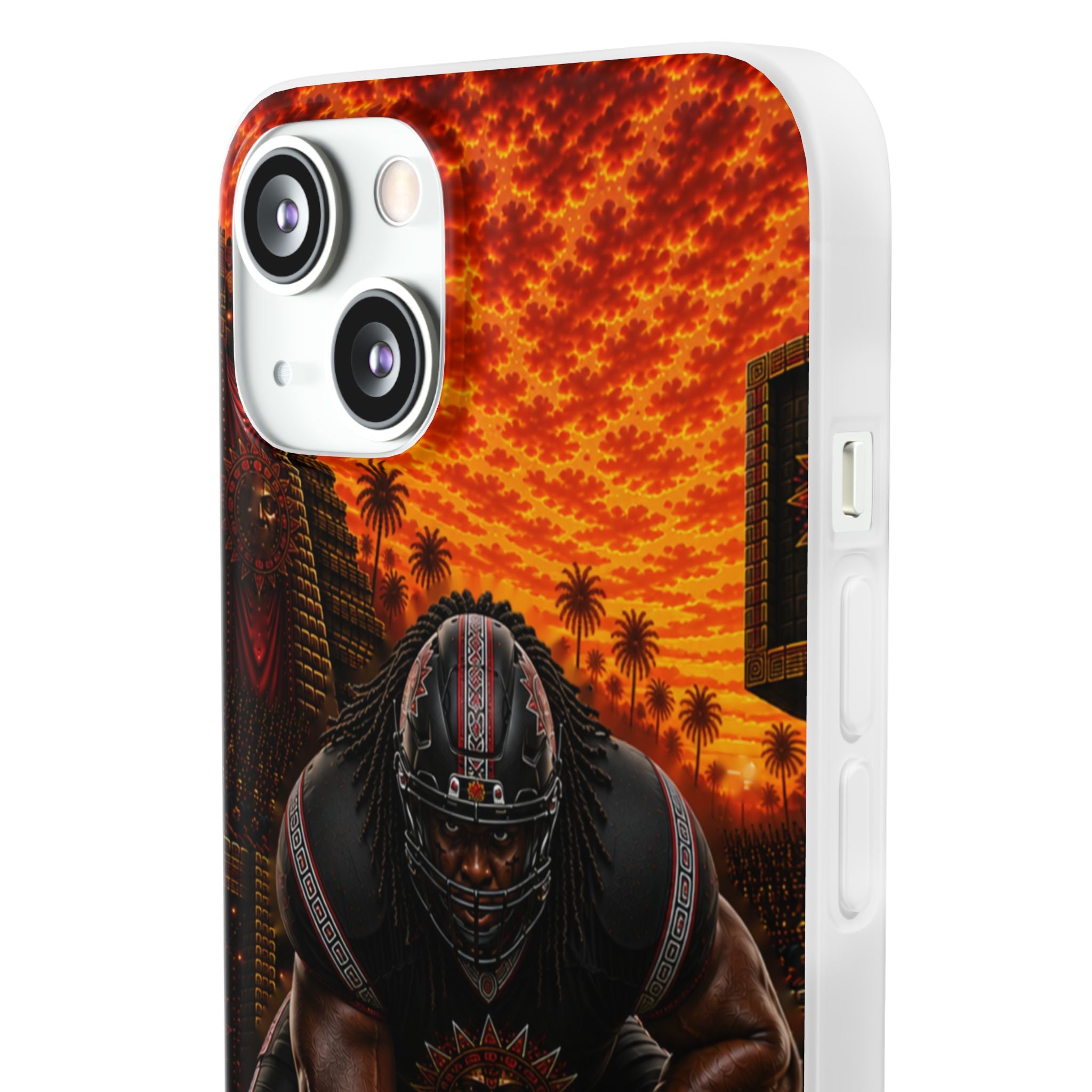 Aztec Football Warrior – Flexi Phone Case (iPhone & Samsung • Clear TPU • Made & Shipped in the USA • 🚚 FREE USA Shipping • Personalized Option)