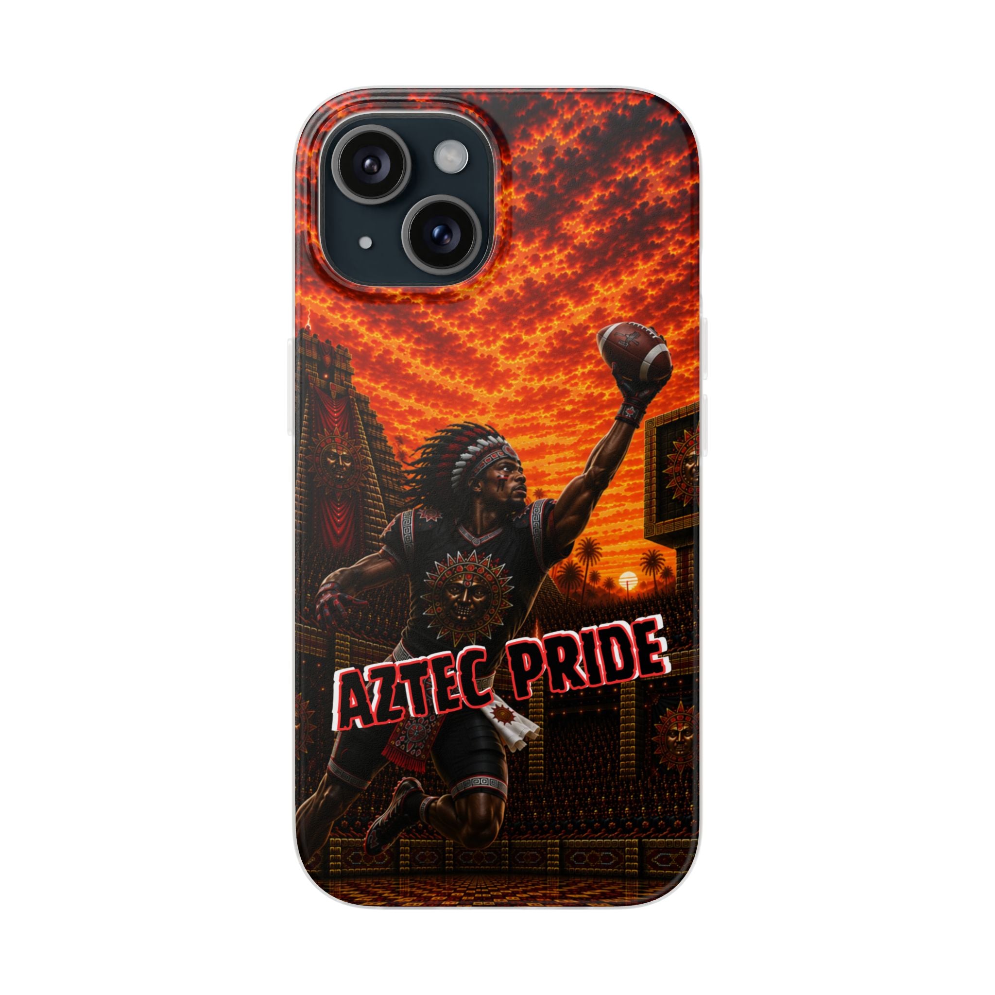 Aztec Football Warrior – Flexi Phone Case (iPhone & Samsung • Clear TPU • Made & Shipped in the USA • 🚚 FREE USA Shipping • Personalized Option)