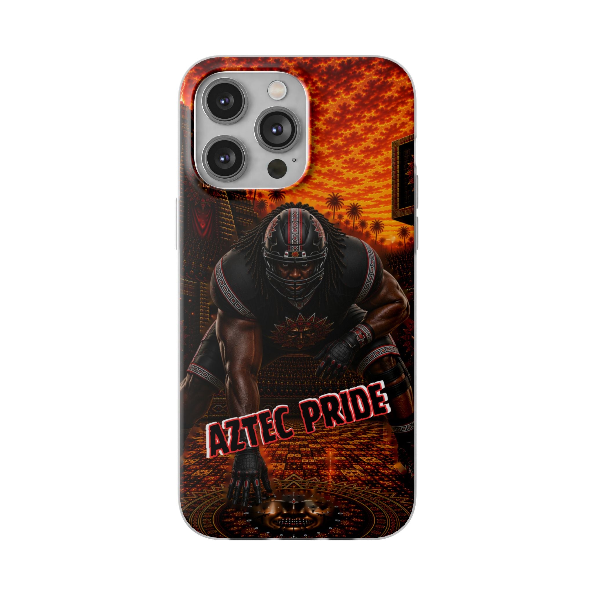 Aztec Football Warrior – Flexi Phone Case (iPhone & Samsung • Clear TPU • Made & Shipped in the USA • 🚚 FREE USA Shipping • Personalized Option)