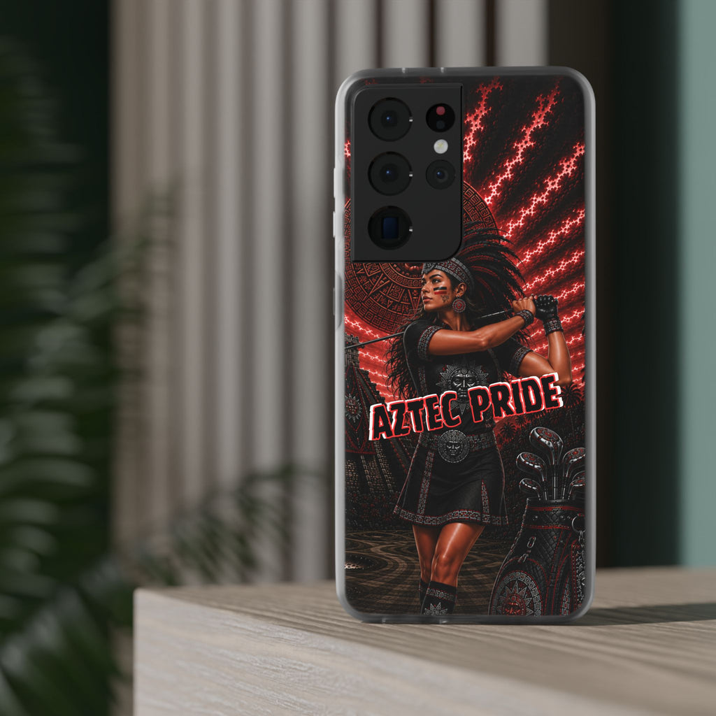 Aztec Golf Female Warrior – Flexi Phone Case (iPhone & Samsung • Clear TPU • Made & Shipped in the USA • 🚚 FREE USA Shipping • Personalized Option)