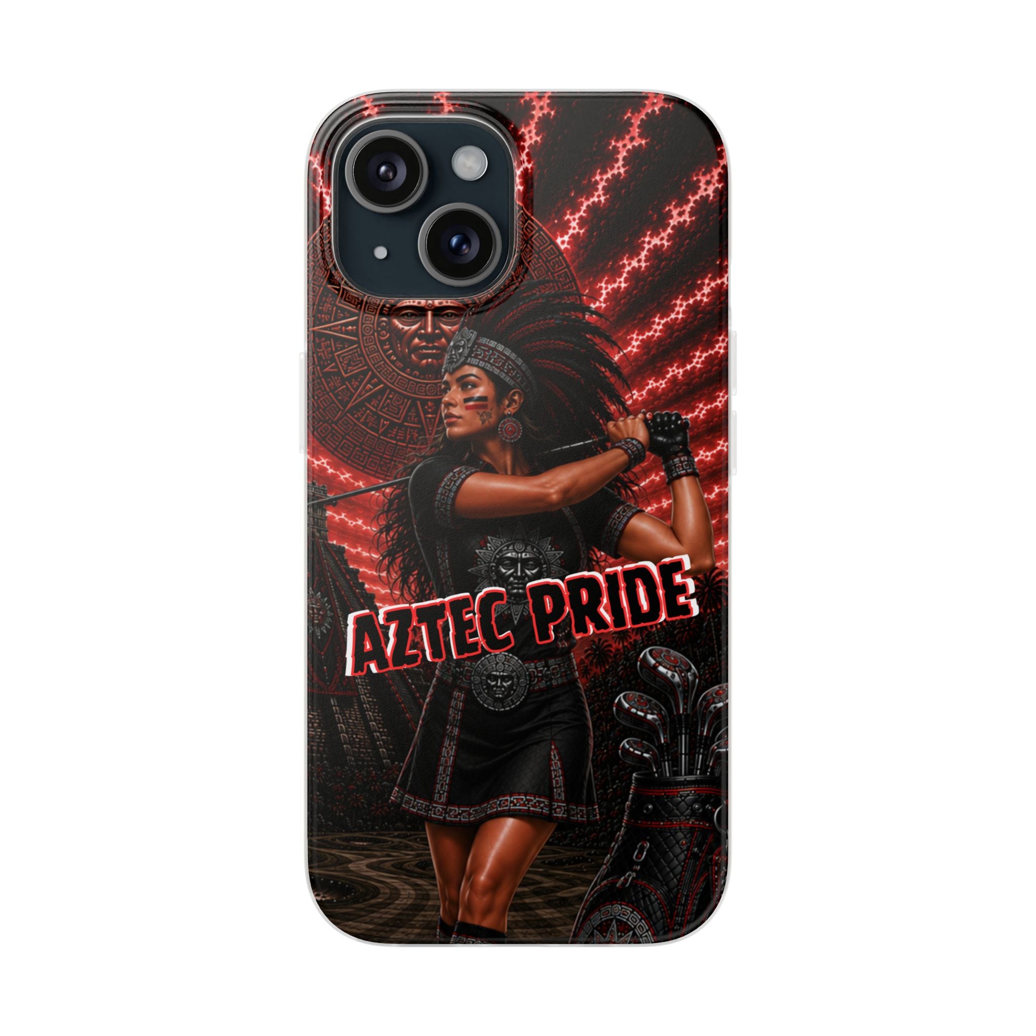 Aztec Golf Female Warrior – Flexi Phone Case (iPhone & Samsung • Clear TPU • Made & Shipped in the USA • 🚚 FREE USA Shipping • Personalized Option)