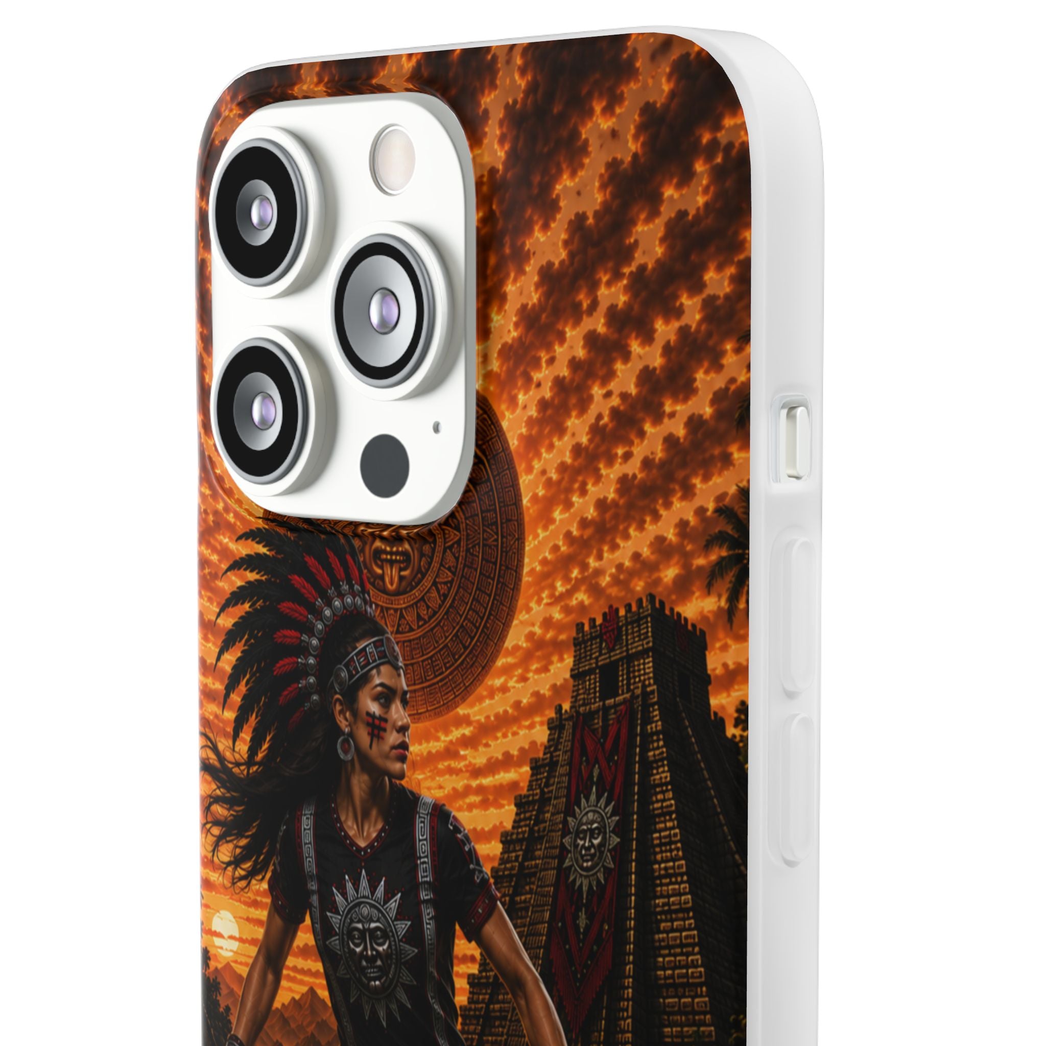 Aztec Soccer Female Warrior – Flexi Phone Case (iPhone & Samsung • Clear TPU • Made & Shipped in the USA • 🚚 FREE USA Shipping • Personalized Option)