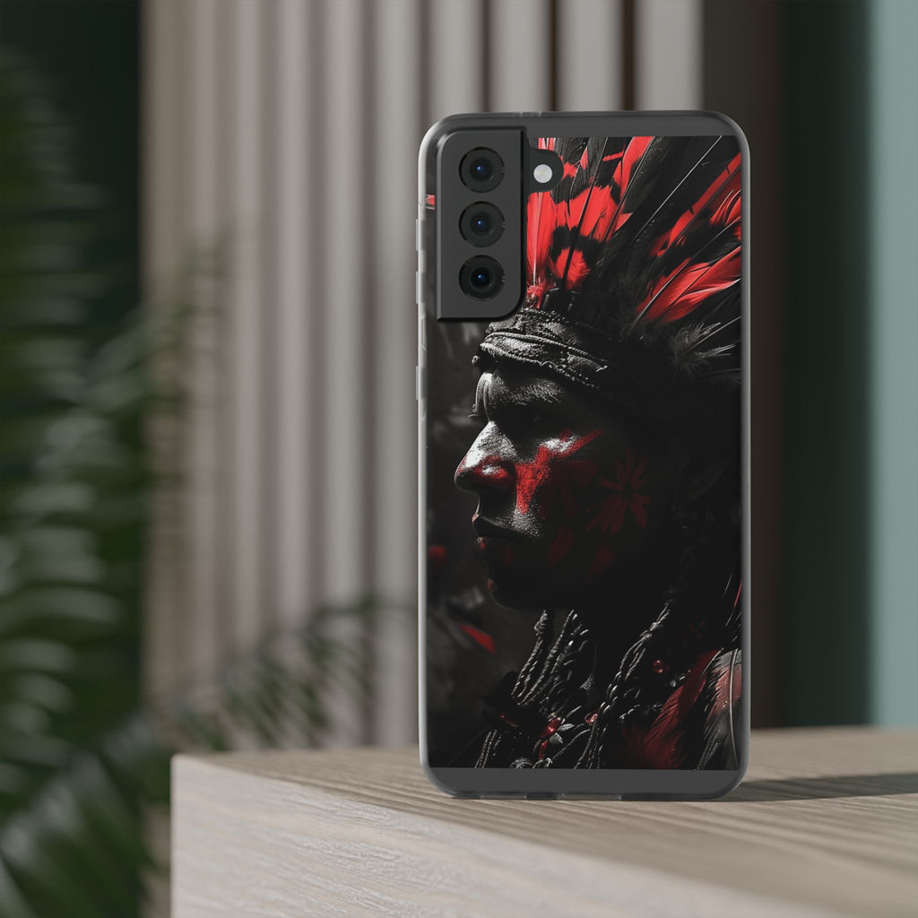 Aztec Jaguar Warrior – Flexi Phone Case (iPhone & Samsung • Clear TPU • Made in USA • Personalized Option)