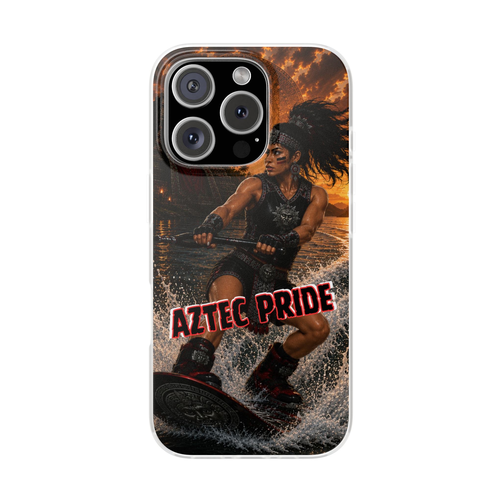 Aztec Wakeboard Female Warrior – Flexi Phone Case (iPhone & Samsung • Clear TPU • Made & Shipped in the USA • 🚚 FREE USA Shipping • Personalized Option)