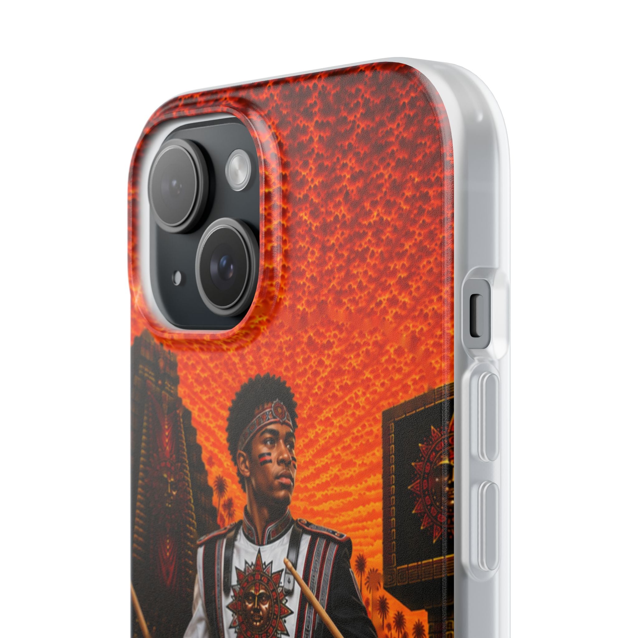 Aztec Band Warrior – Flexi Phone Case (iPhone & Samsung • Clear TPU • Made & Shipped in the USA • 🚚 FREE USA Shipping • Personalized Option)
