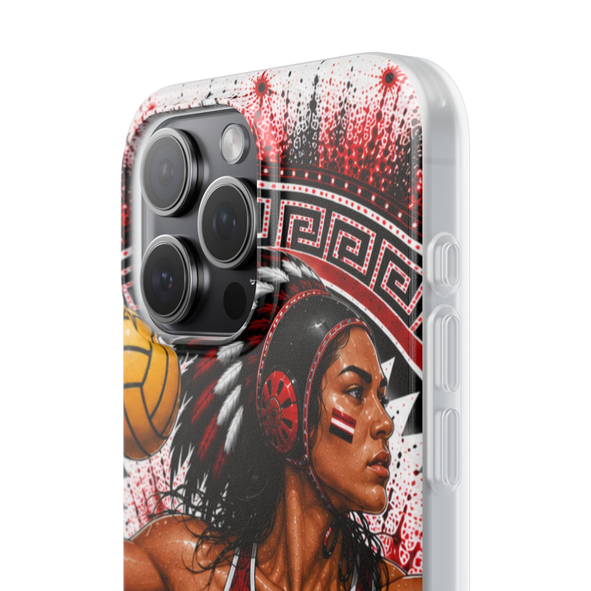 Aztec Water Polo Warrior – Flexi Phone Case (iPhone & Samsung • Clear TPU • Made in USA • Personalized Option)