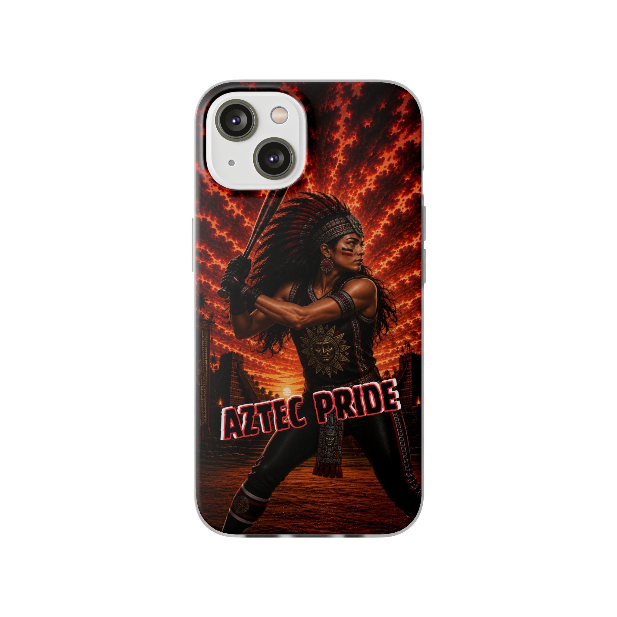 Aztec Softball Warrior – Flexi Phone Case (iPhone & Samsung • Clear TPU • Made & Shipped in the USA • 🚚 FREE USA Shipping • Personalized Option)