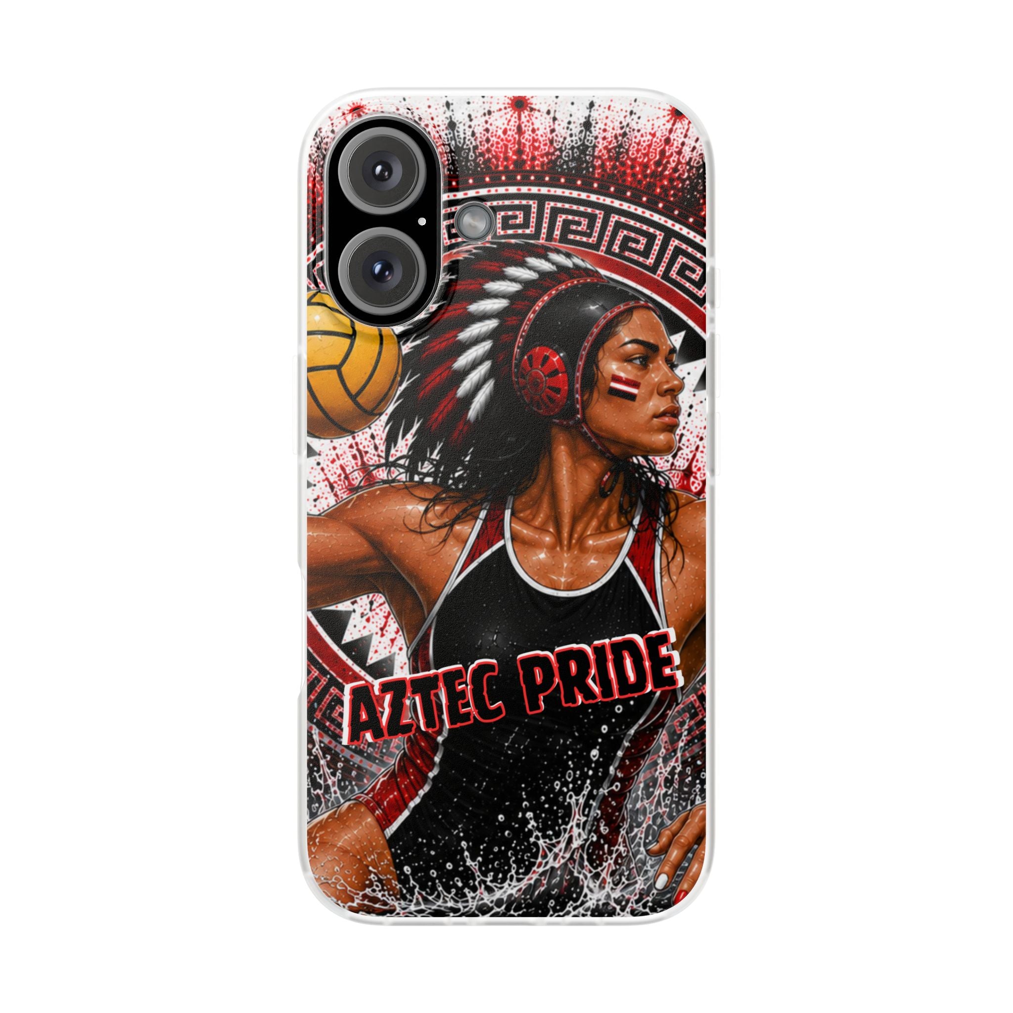 Aztec Water Polo Warrior – Flexi Phone Case (iPhone & Samsung • Clear TPU • Made in USA • Personalized Option)