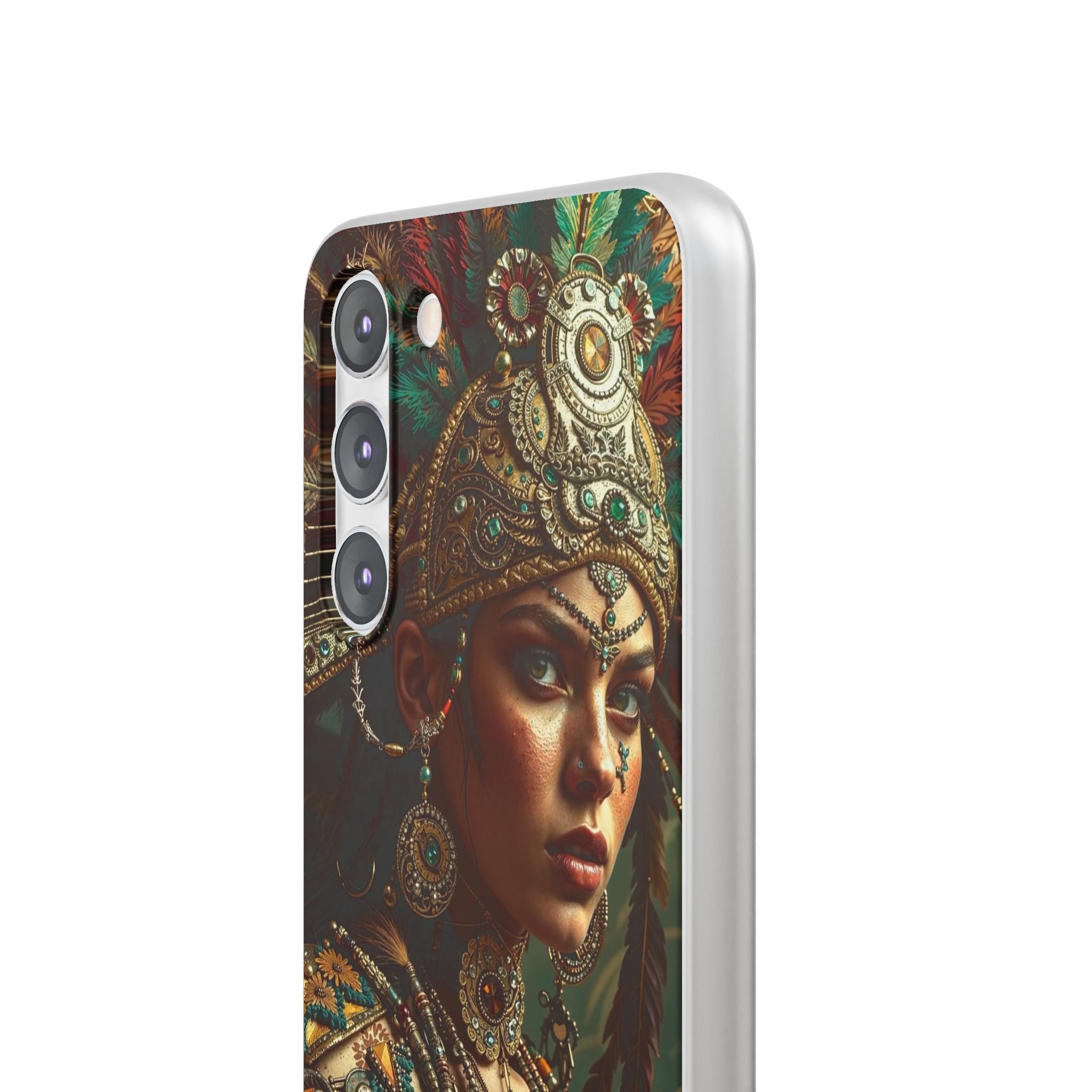 Aztec Warrior Goddess – Flexi Phone Case (iPhone & Samsung • Clear TPU • Made in USA • Personalized Option)