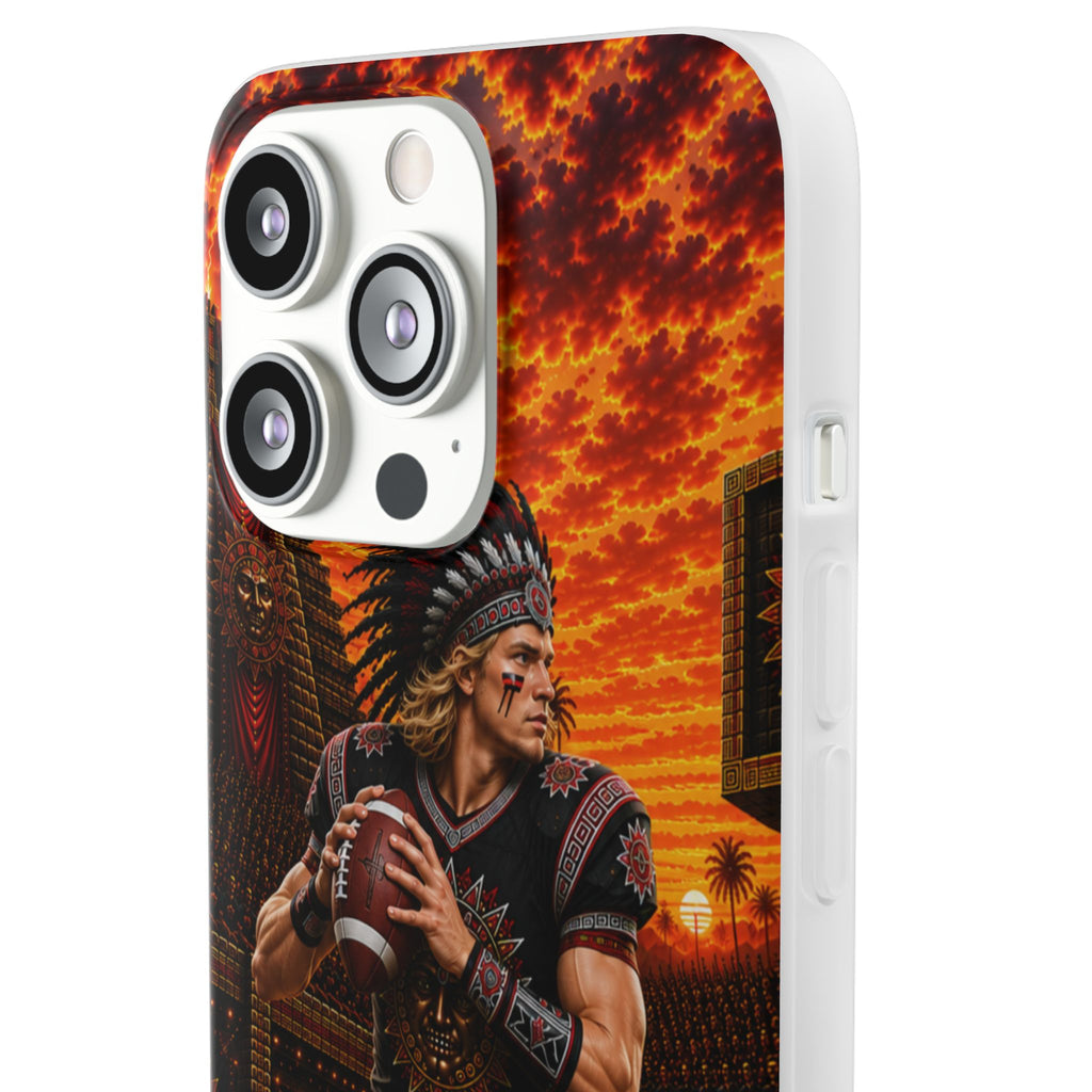 Aztec Football Warrior – Flexi Phone Case (iPhone & Samsung • Clear TPU • Made & Shipped in the USA • 🚚 FREE USA Shipping • Personalized Option)