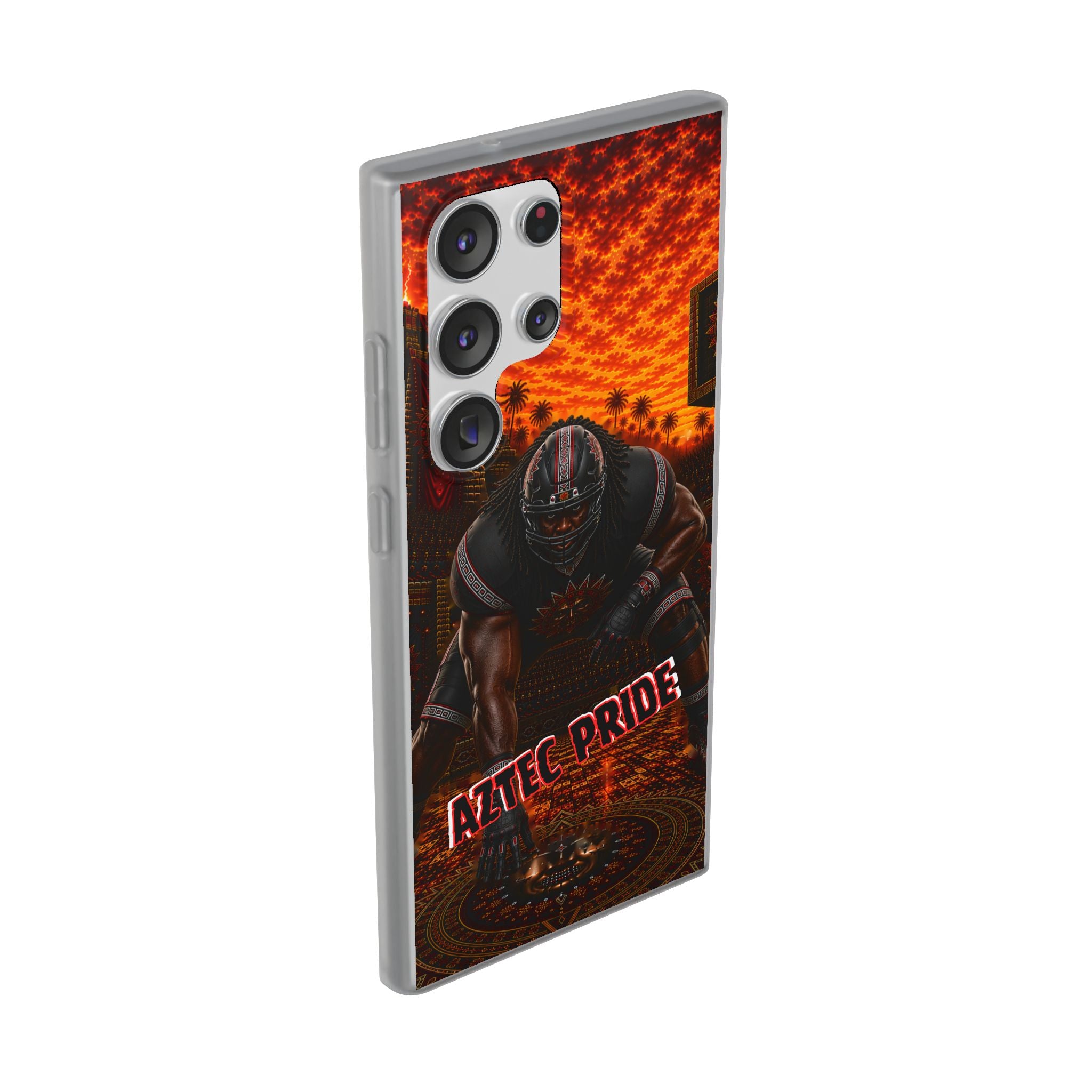 Aztec Football Warrior – Flexi Phone Case (iPhone & Samsung • Clear TPU • Made & Shipped in the USA • 🚚 FREE USA Shipping • Personalized Option)