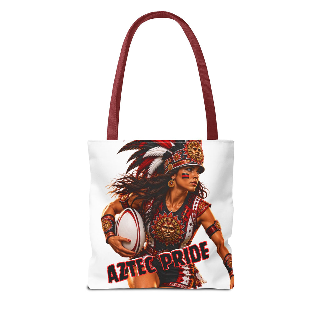 Aztec Rugby Female Warrior Tote Bag | Aztec-Inspired AI Art • Made & Shipped in the USA • 🚚 FREE USA Shipping • FREE Personalization