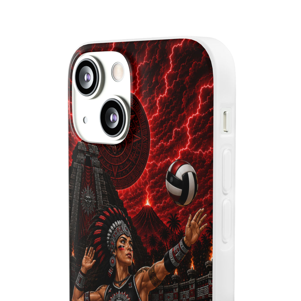 Aztec Volleyball Warrior – Flexi Phone Case (iPhone & Samsung • Clear TPU • Made & Shipped in the USA • 🚚 FREE USA Shipping • Personalized Option)