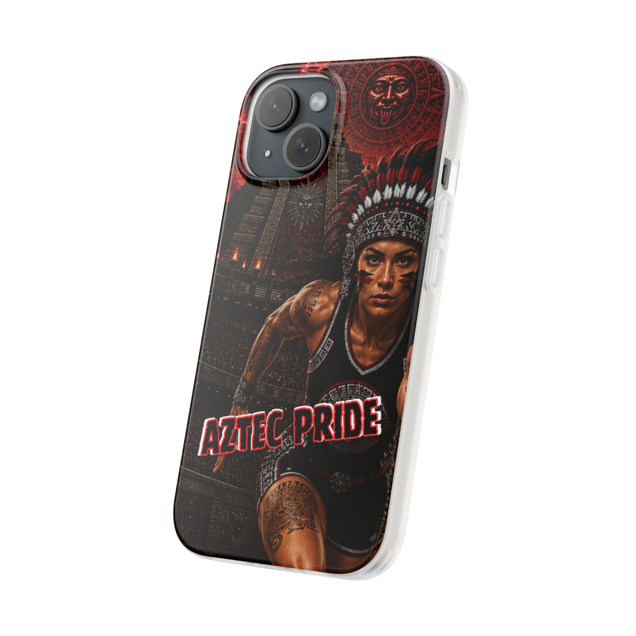 Aztec Track & Field Female Warrior – Flexi Phone Case (iPhone & Samsung • Clear TPU • Made & Shipped in the USA • 🚚 FREE USA Shipping • Personalized Option)