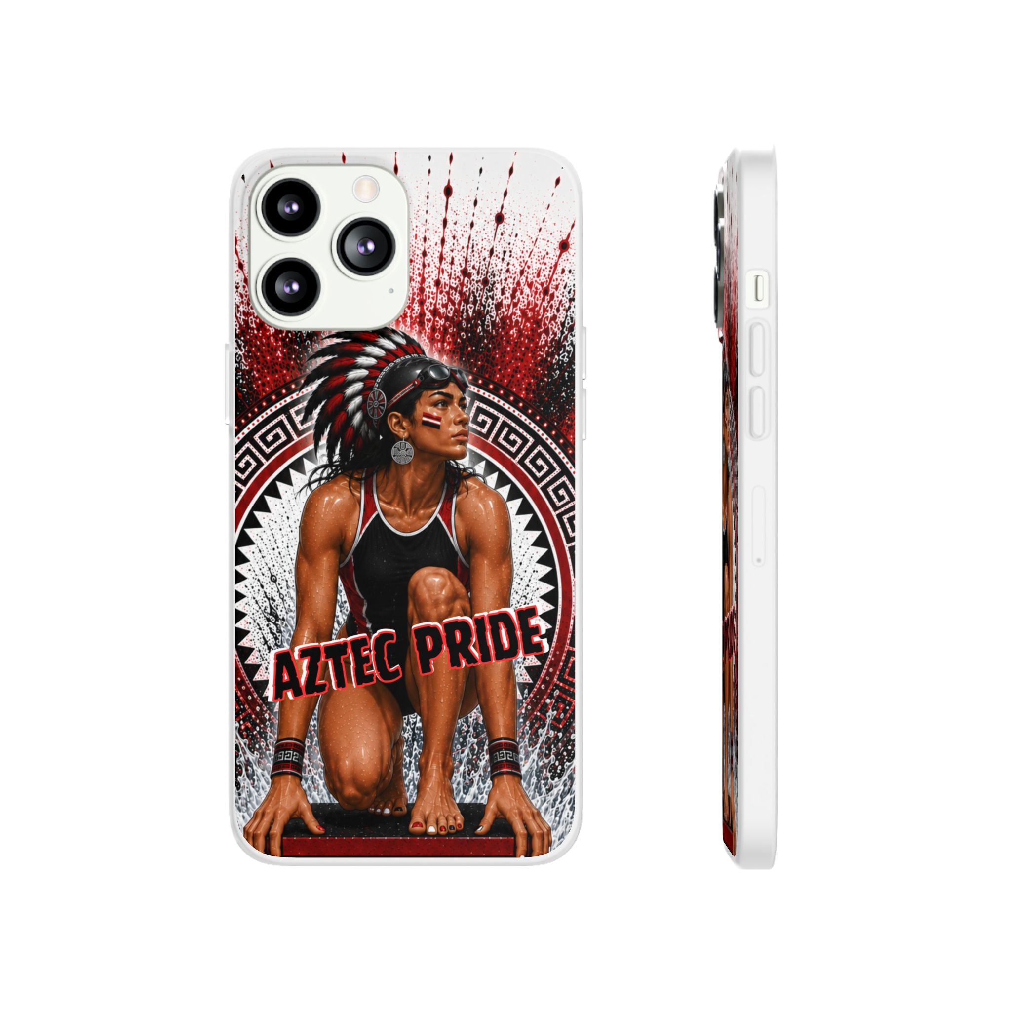 Aztec Swim & Dive Warrior – Flexi Phone Case (iPhone & Samsung • Clear TPU • Made & Shipped in the USA • 🚚 FREE USA Shipping • Personalized Option)