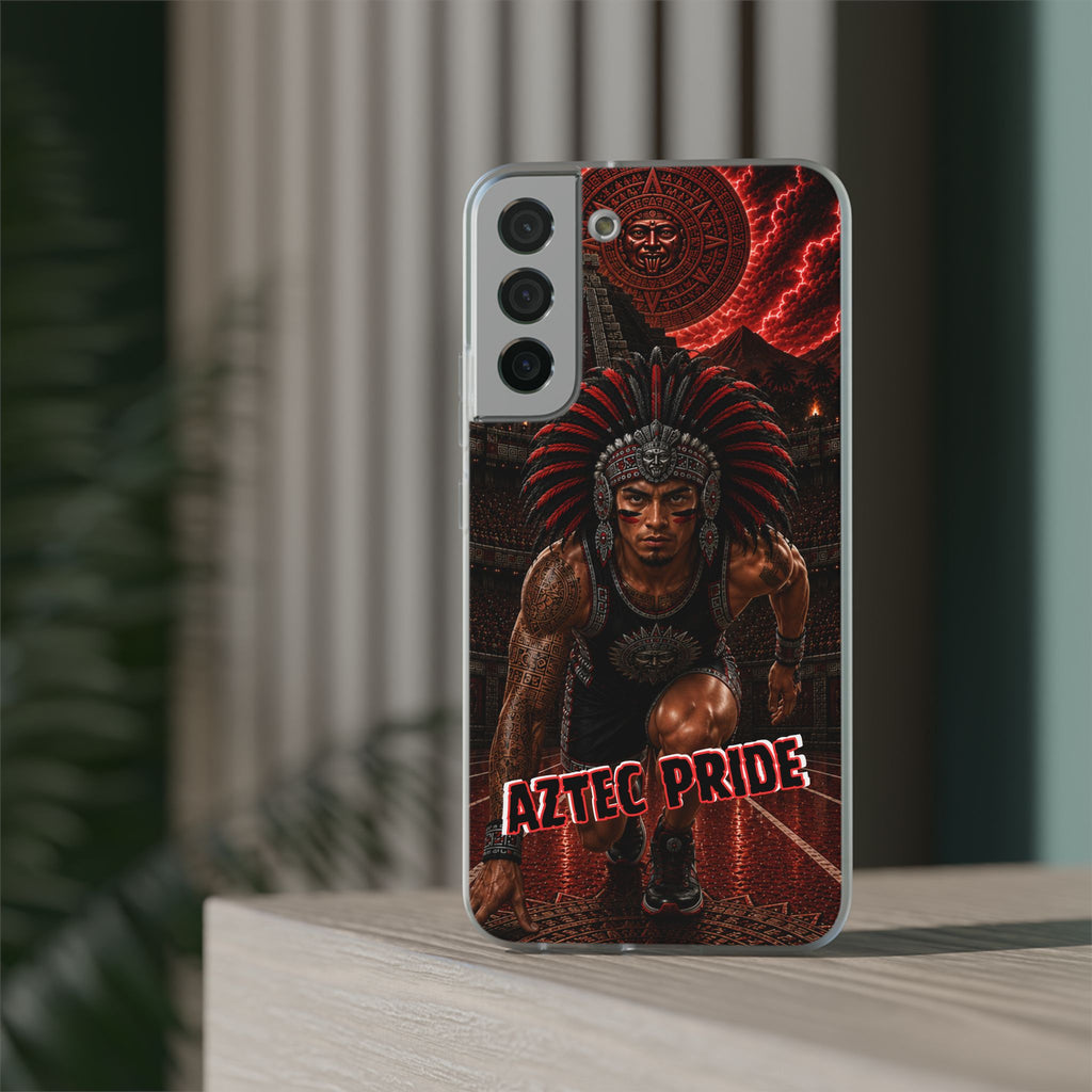 Aztec Track & Field Male Warrior – Flexi Phone Case (iPhone & Samsung • Clear TPU • Made & Shipped in the USA • 🚚 FREE USA Shipping • Personalized Option)