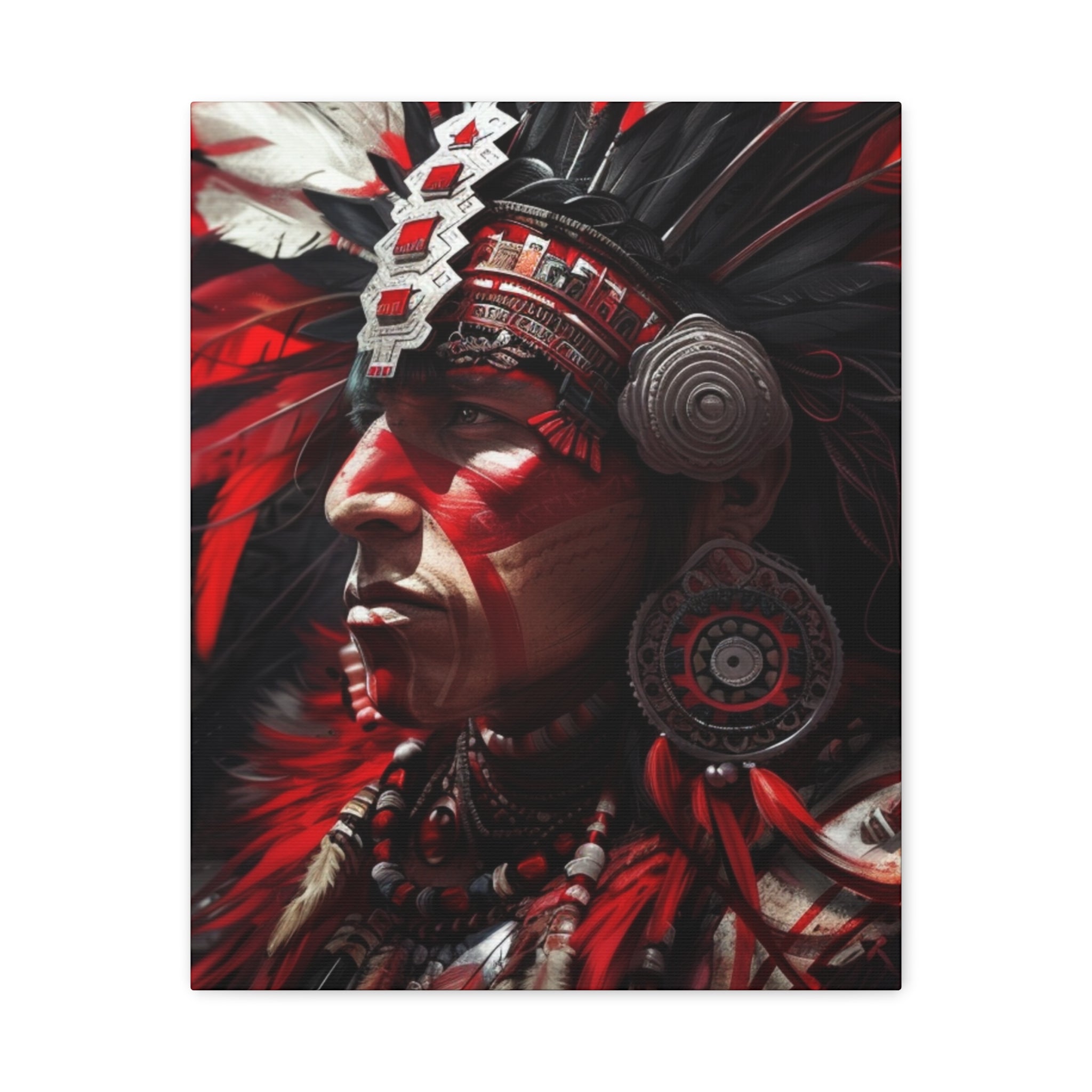 Aztec Loyal Warrior – Bold Aztec Wall Art Canvas