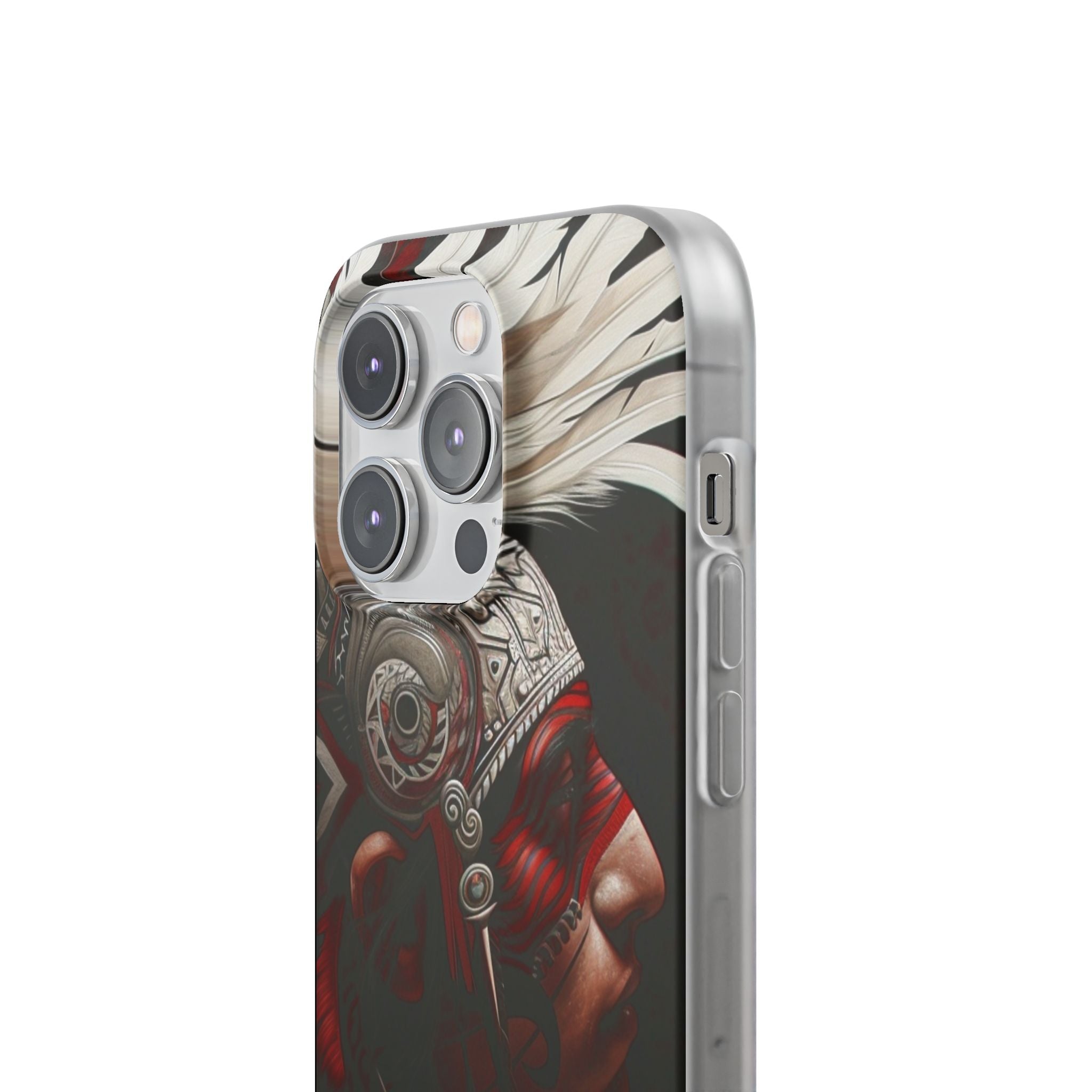 Aztec Warrior King – Flexi Phone Case (iPhone & Samsung • Clear TPU • Made in USA • Personalized Option)