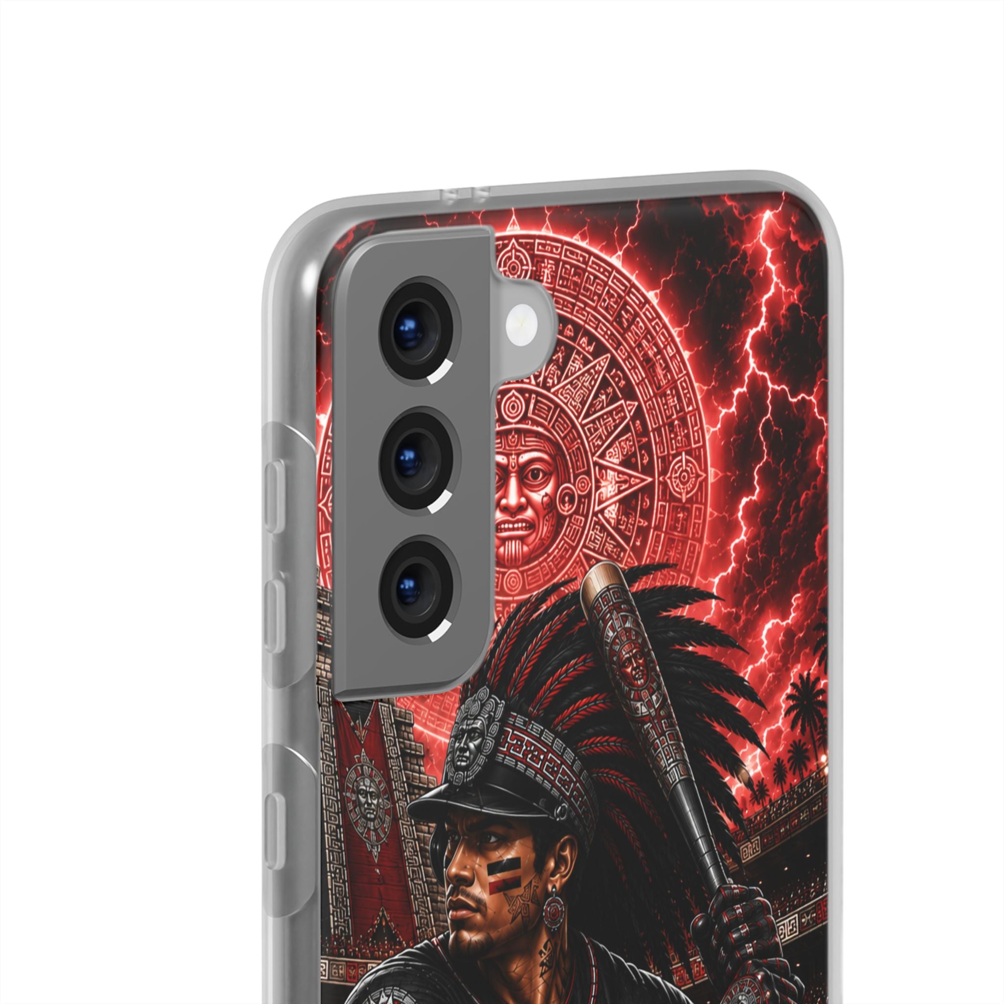 Aztec Baseball Warrior – Flexi Phone Case (iPhone & Samsung • Clear TPU • Made & Shipped in the USA • 🚚 FREE USA Shipping • Personalized Option)