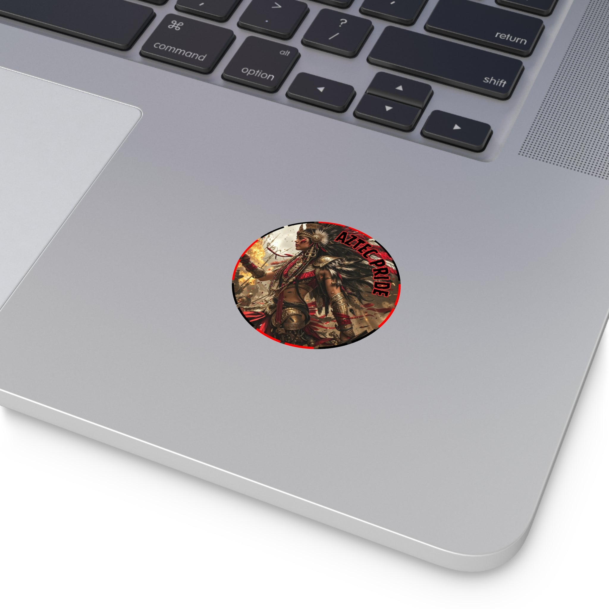 Aztec Warrior Queen Round Vinyl Sticker – Waterproof Matte Decal (2”–6”)