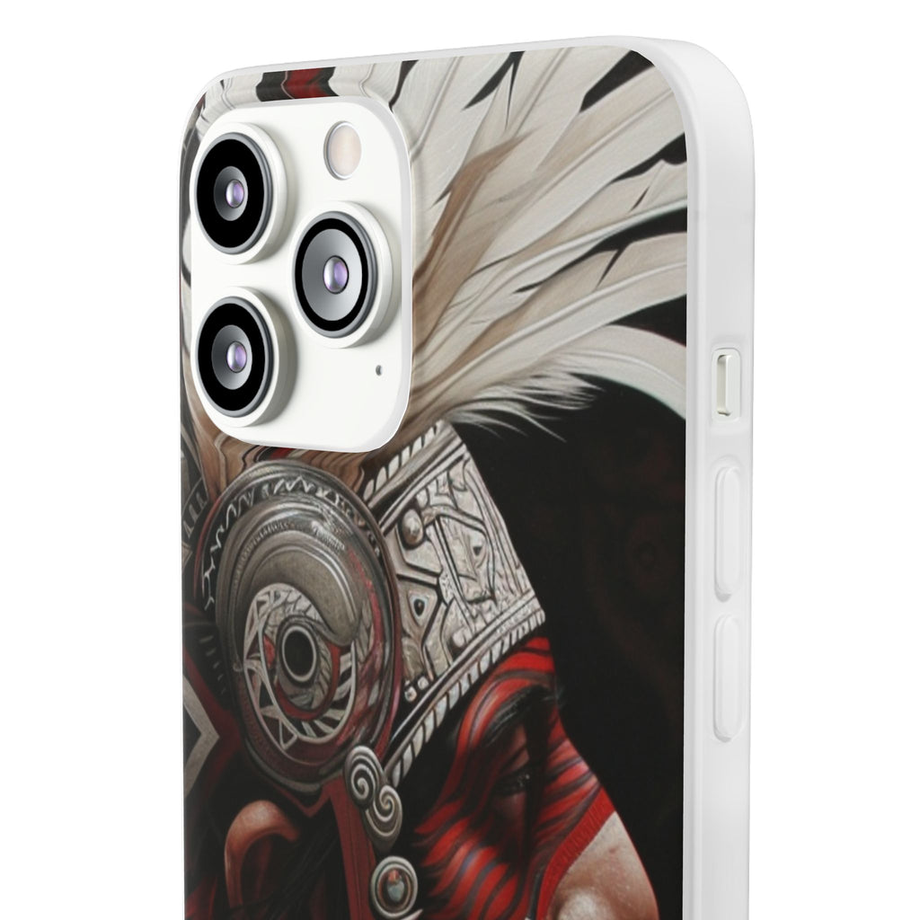 Aztec Warrior King – Flexi Phone Case (iPhone & Samsung • Clear TPU • Made in USA • Personalized Option)