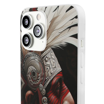 Aztec Warrior King – Flexi Phone Case (iPhone & Samsung • Clear TPU • Made in USA • Personalized Option)