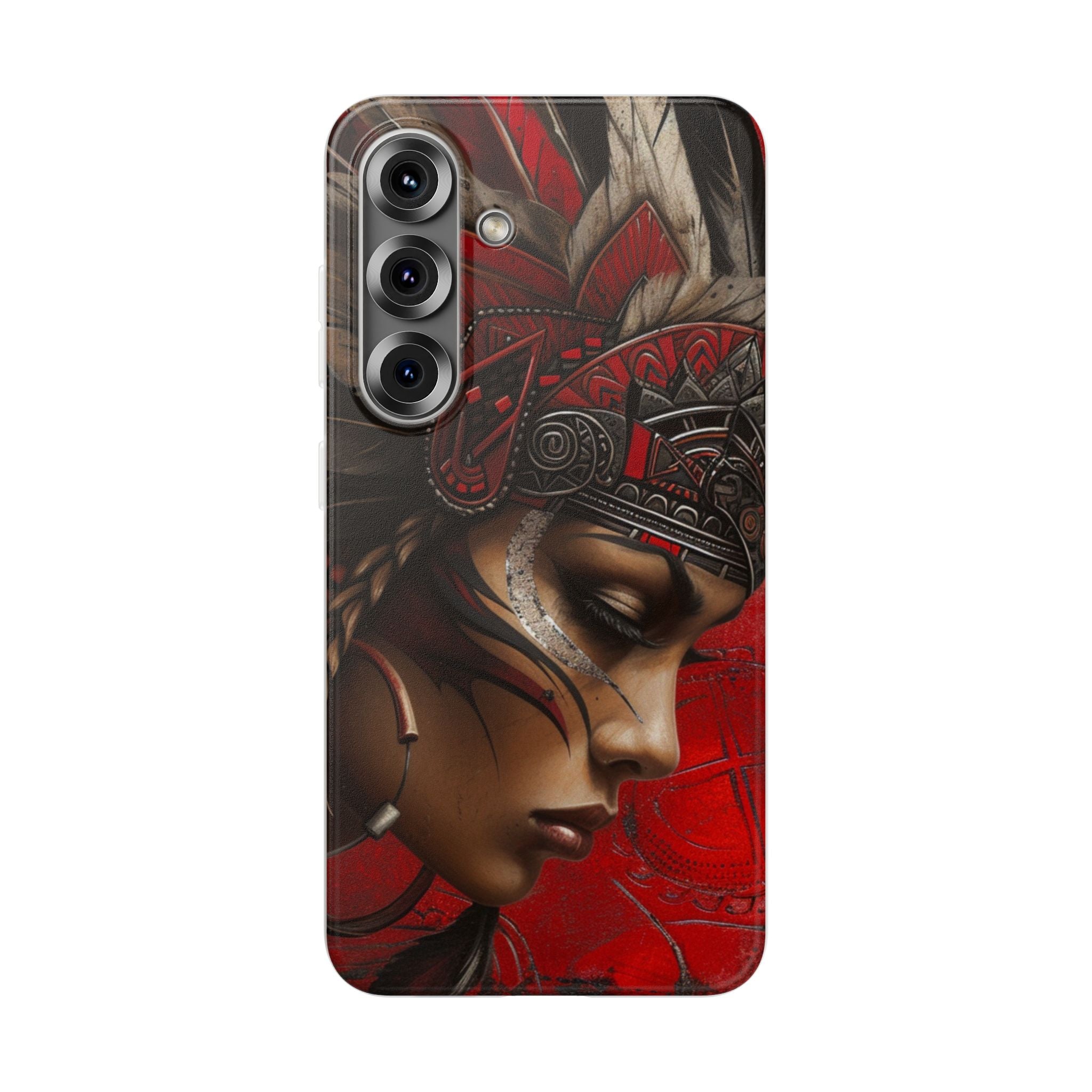 Aztec Sun Goddess – Flexi Phone Case (iPhone & Samsung • Clear TPU • Made in USA • Personalized Option)