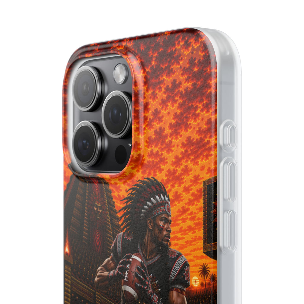 Aztec Football Warrior – Flexi Phone Case (iPhone & Samsung • Clear TPU • Made & Shipped in the USA • 🚚 FREE USA Shipping • Personalized Option)