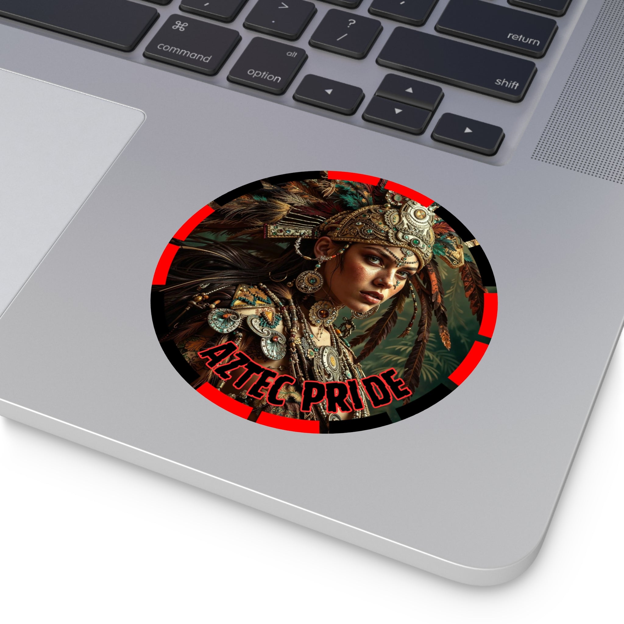Aztec Warrior Goddess Round Vinyl Sticker – Waterproof Matte Decal (2”–6”)