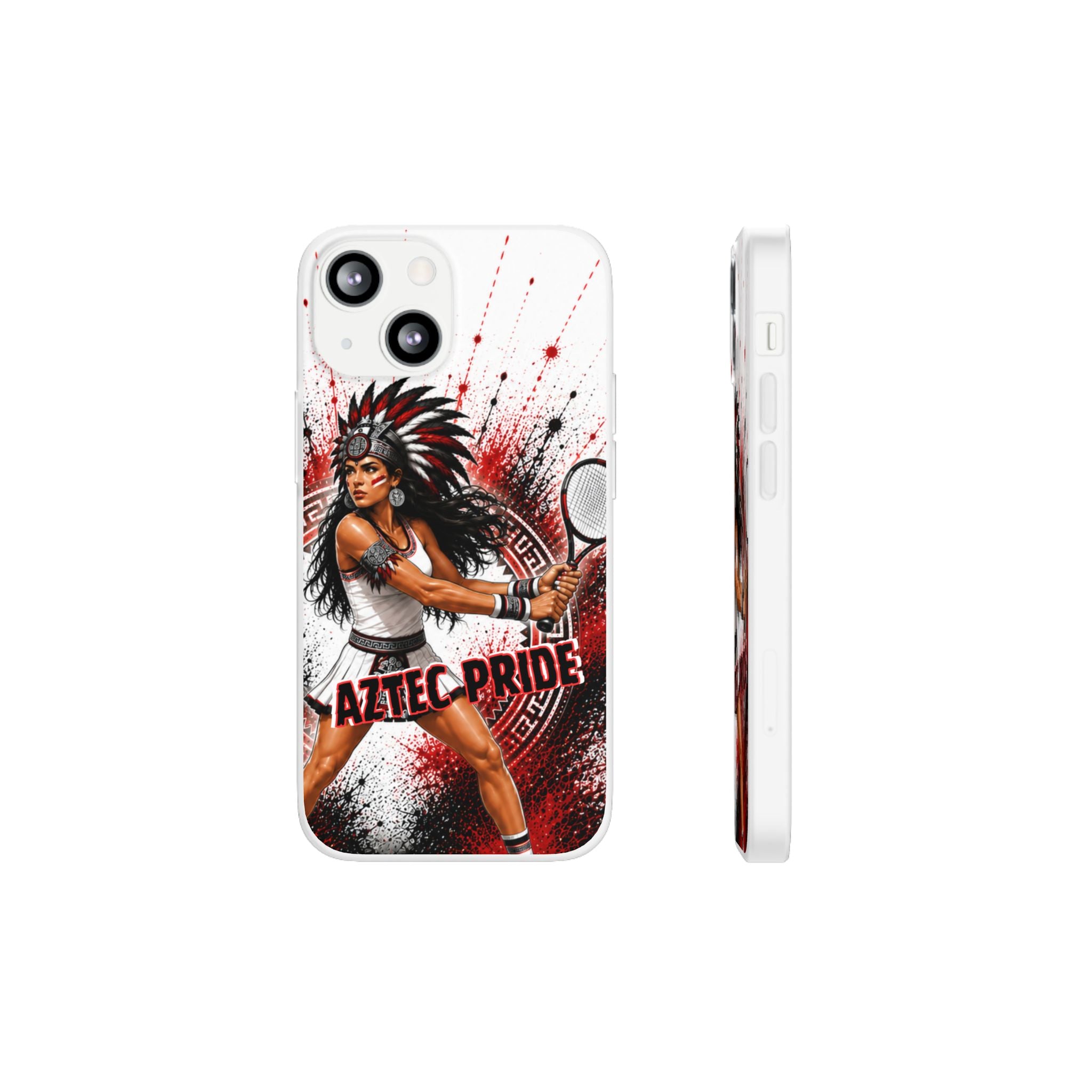 Aztec Tennis Female Warrior – Flexi Phone Case (iPhone & Samsung • Clear TPU • Made & Shipped in the USA • 🚚 FREE USA Shipping • Personalized Option)