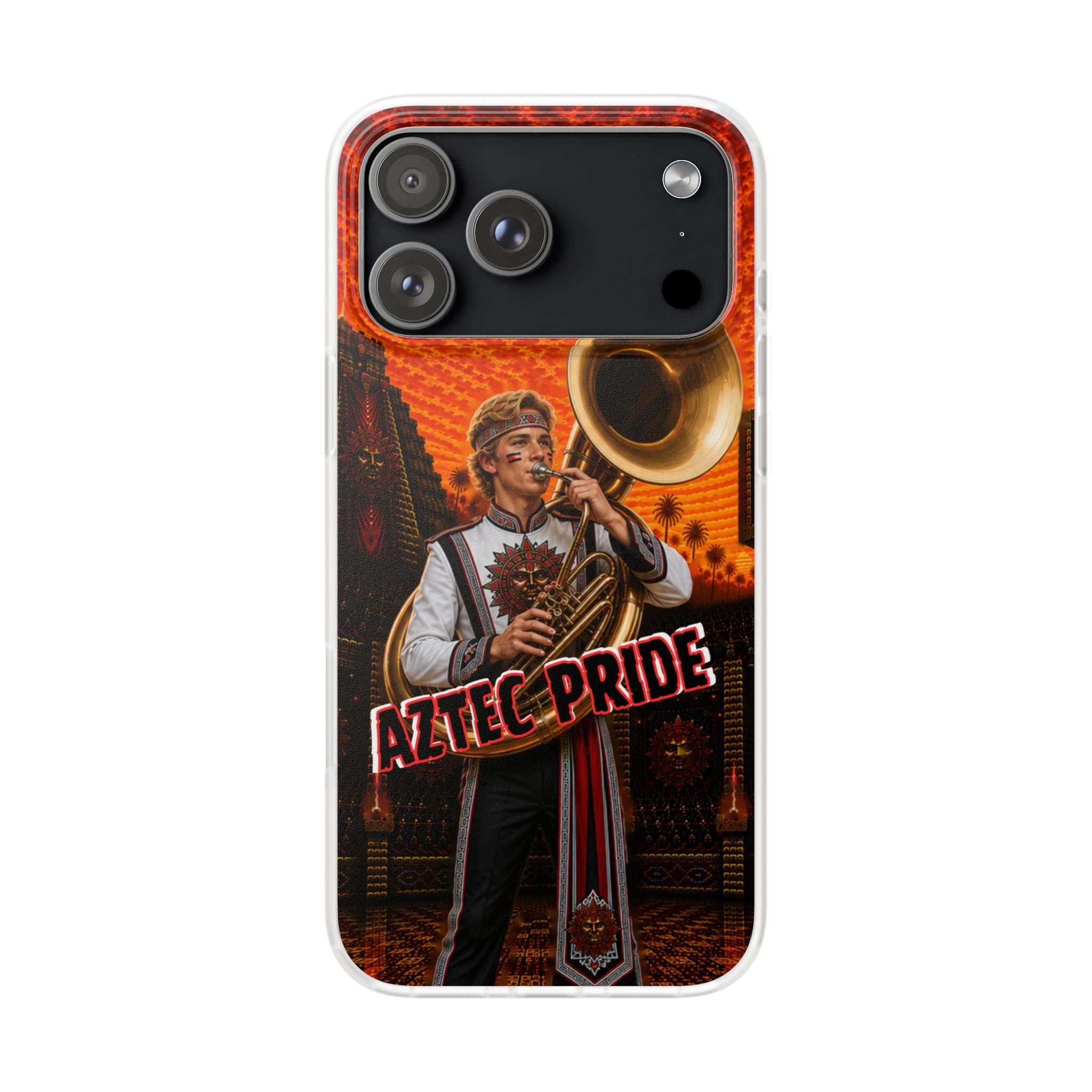 Aztec Band Warrior – Flexi Phone Case (iPhone & Samsung • Clear TPU • Made & Shipped in the USA • 🚚 FREE USA Shipping • Personalized Option)